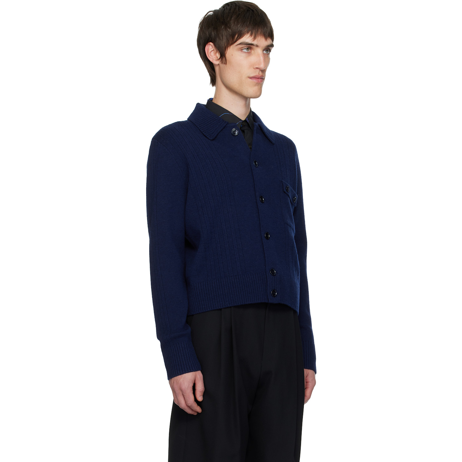  Dries Van Noten Navy Wool Cardigan 
