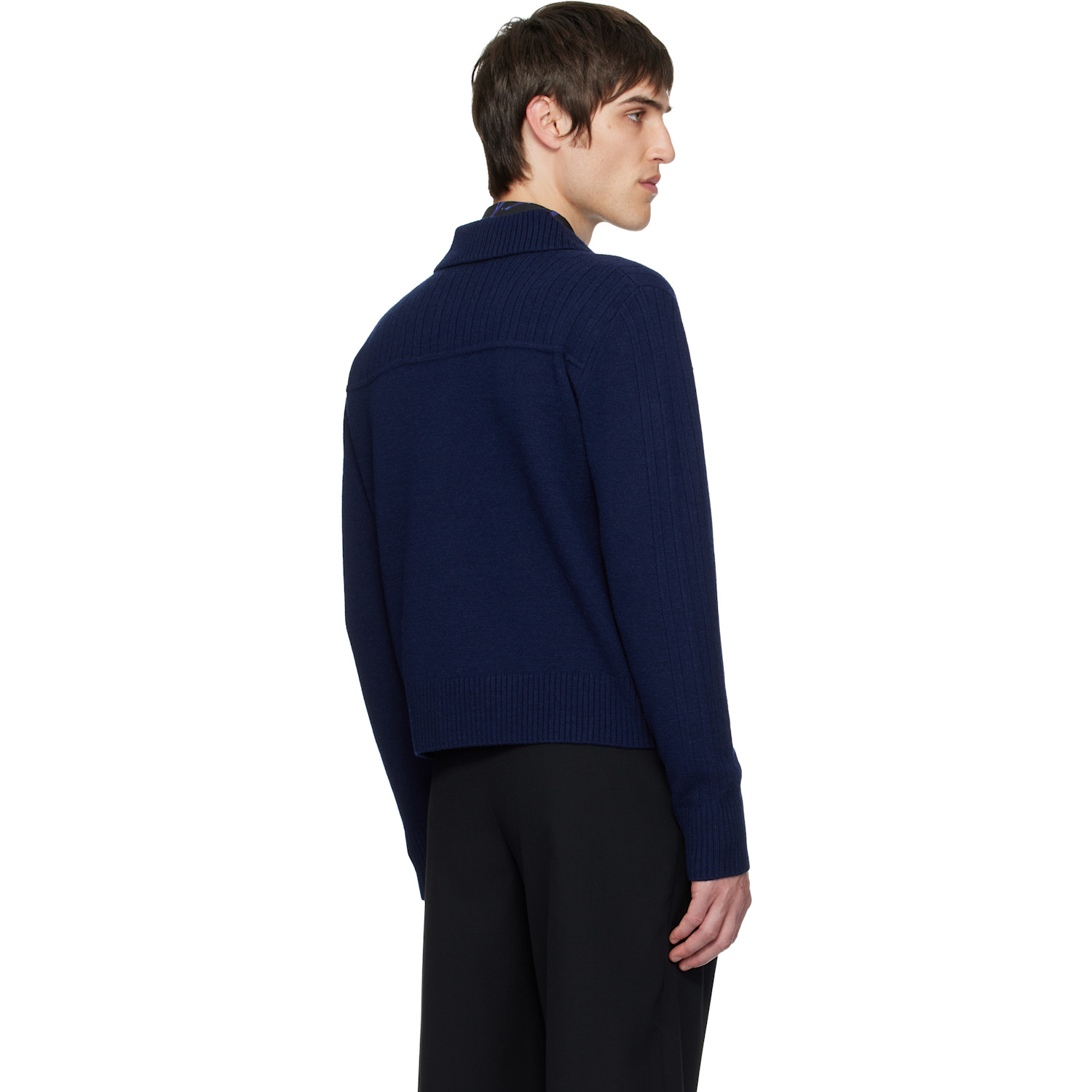  Dries Van Noten Navy Wool Cardigan 