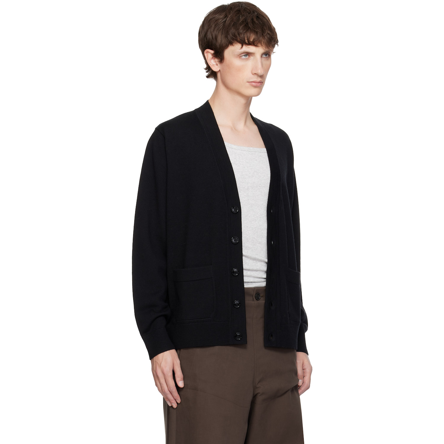  Dries Van Noten Black Merino Wool Cardigan 