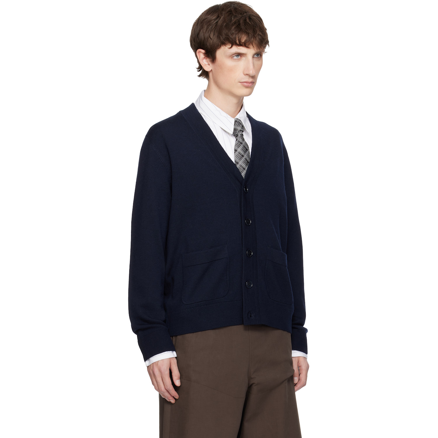  Dries Van Noten Navy Merino Wool Cardigan 