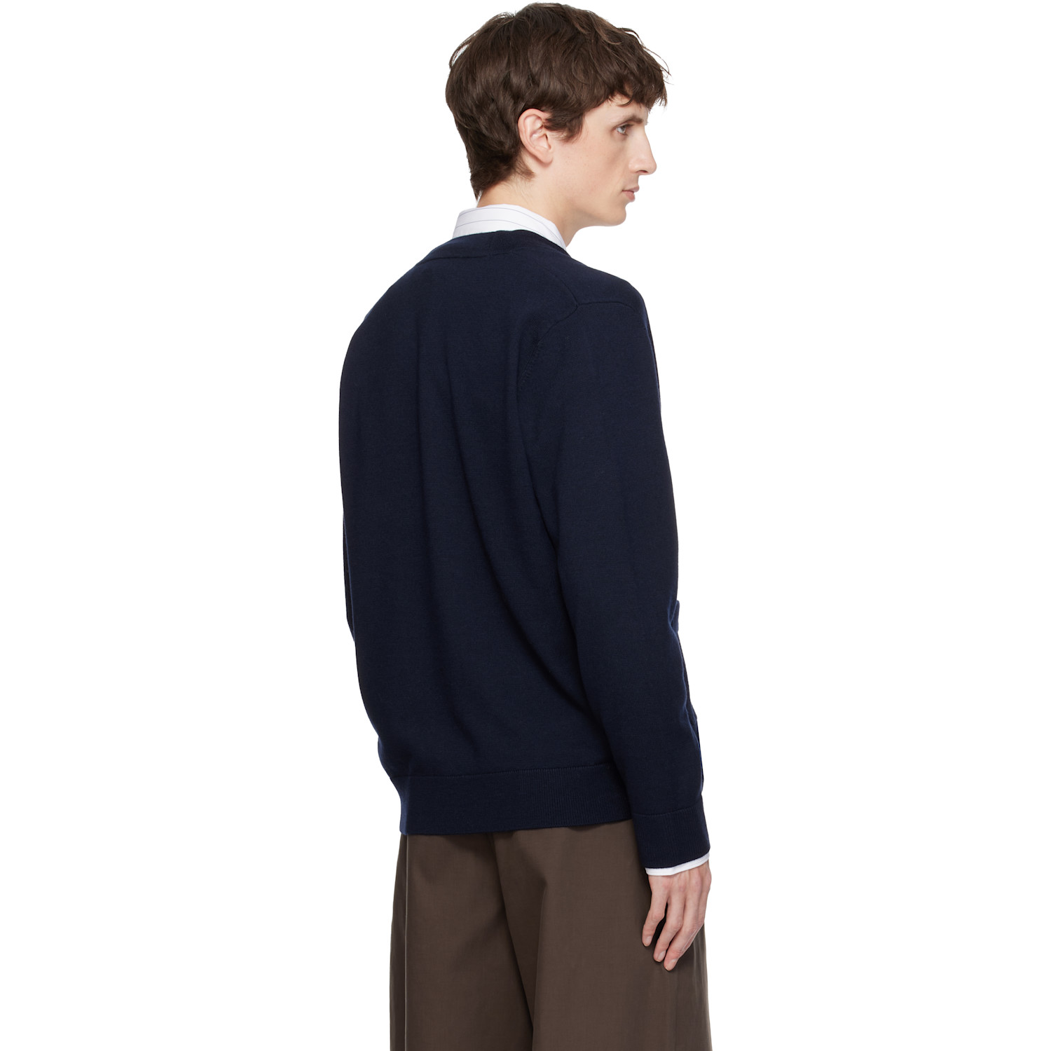  Dries Van Noten Navy Merino Wool Cardigan 