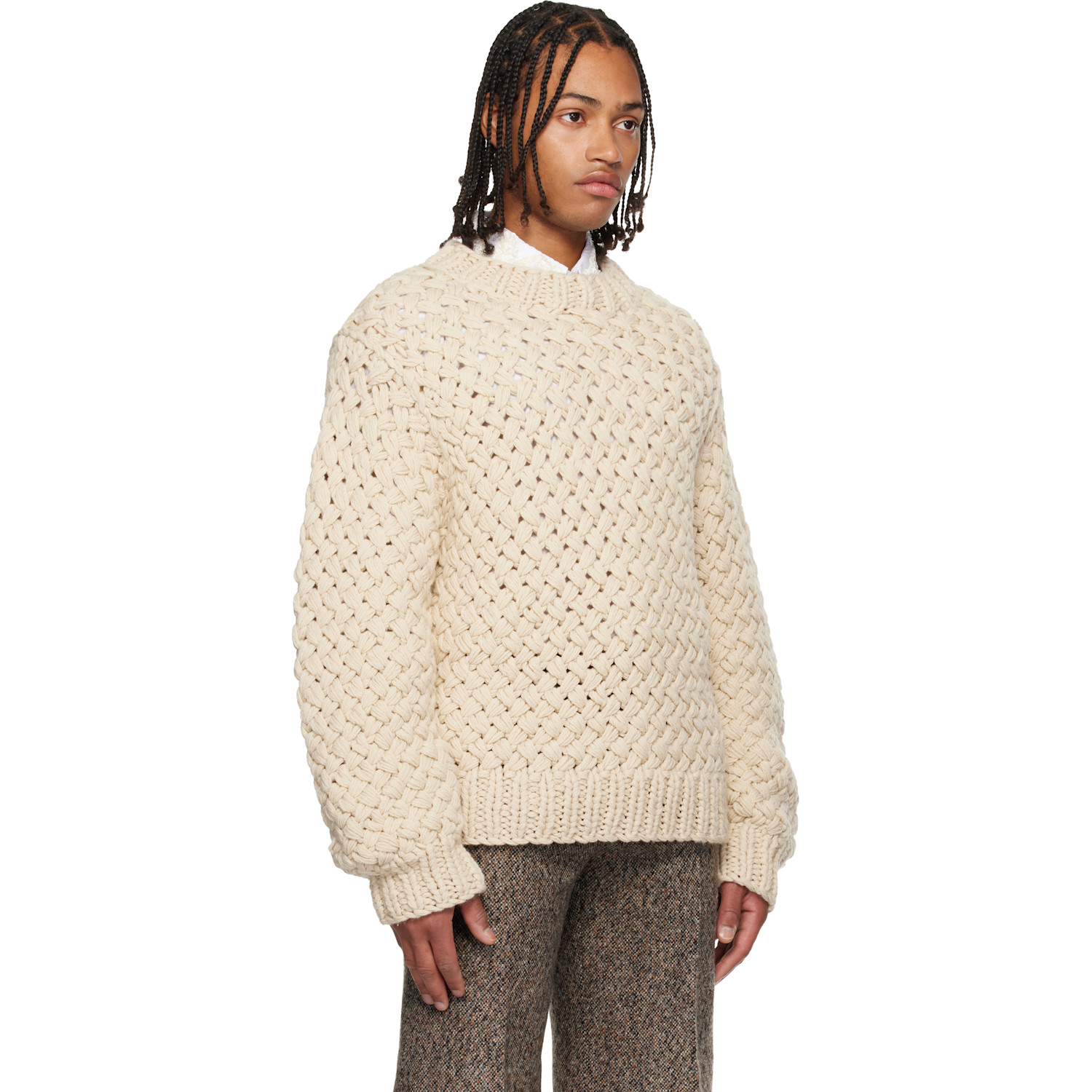  Dries Van Noten Beige Open-knit Sweater 