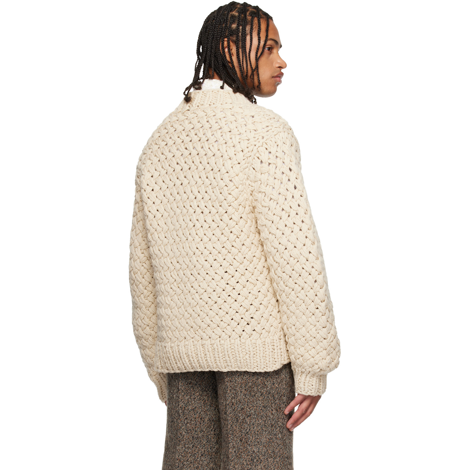  Dries Van Noten Beige Open-knit Sweater 