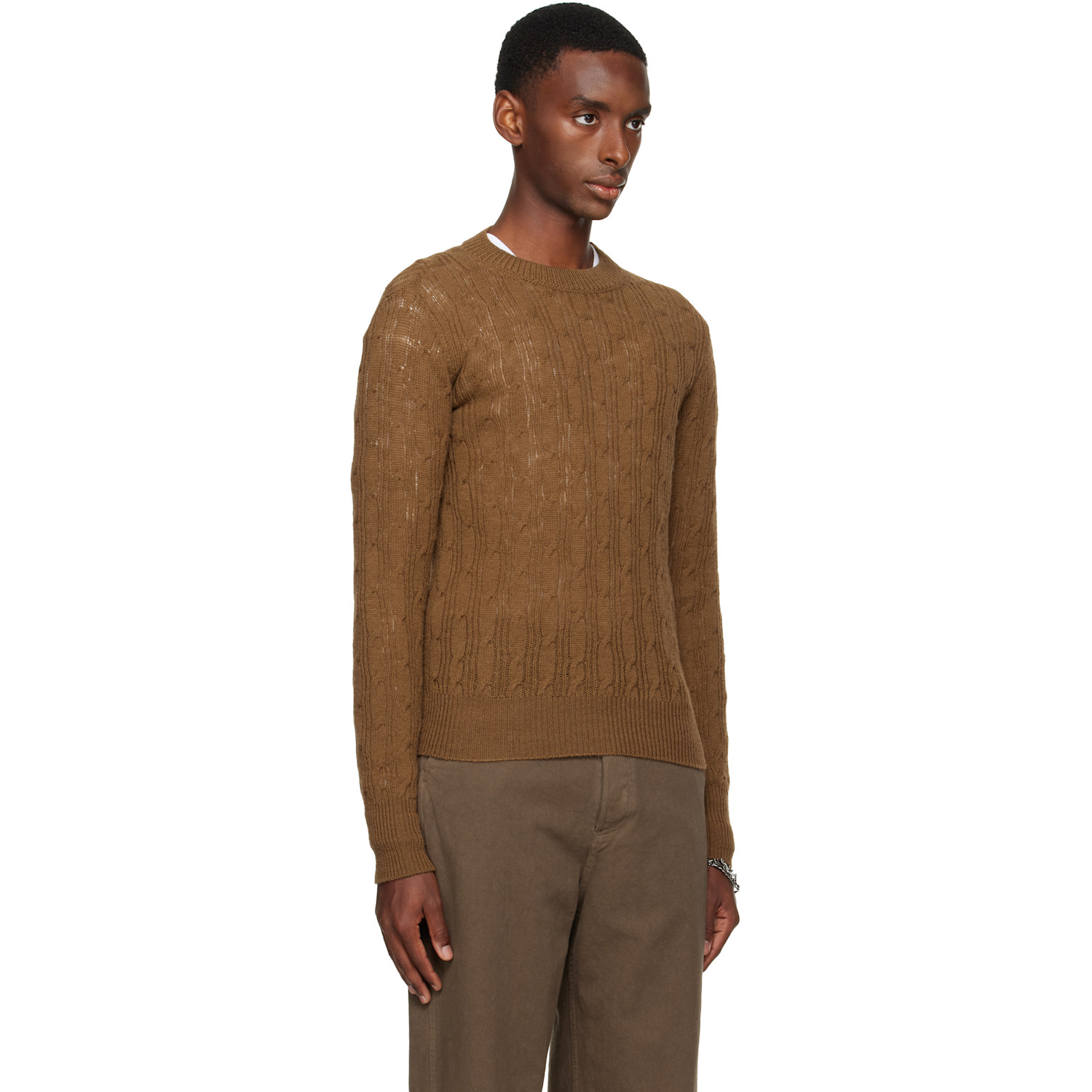  Dries Van Noten Brown Crewneck Sweater 