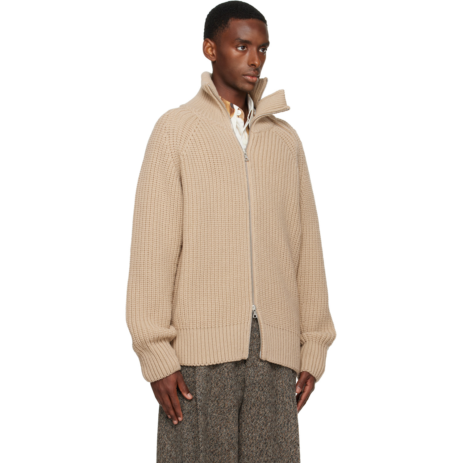  Dries Van Noten Beige Zip Sweater 