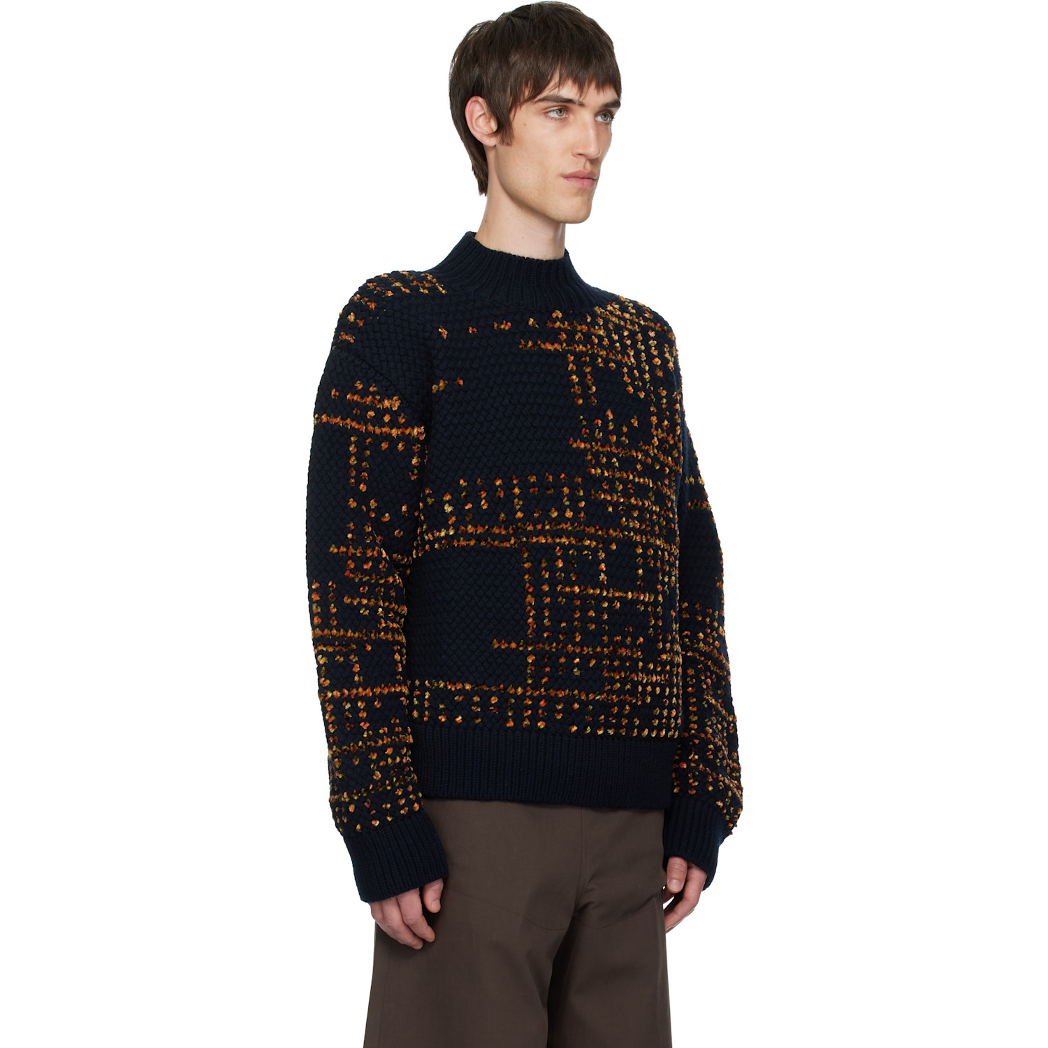  Dries Van Noten Black Jacquard Wool Turtleneck 