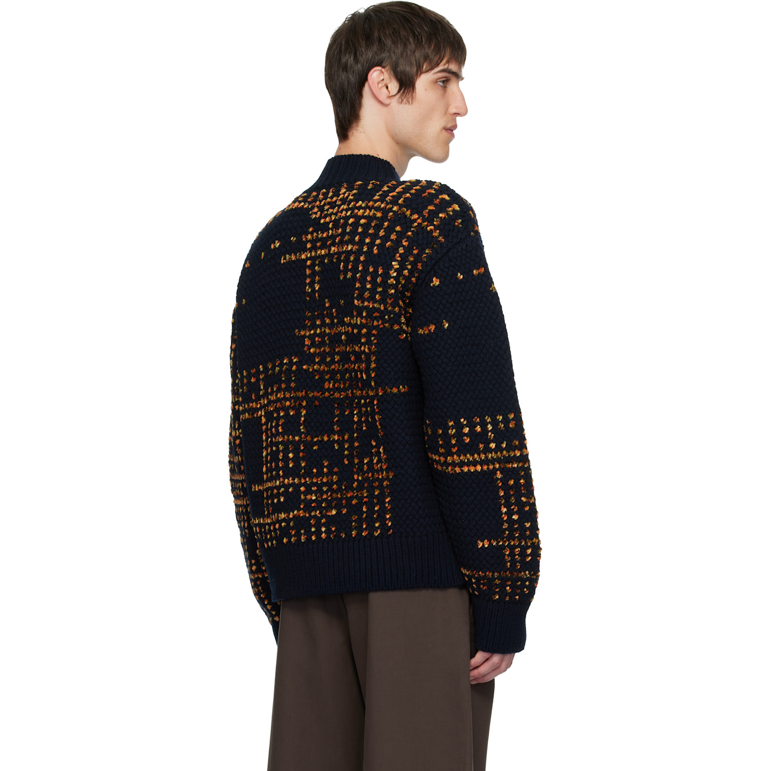  Dries Van Noten Black Jacquard Wool Turtleneck 