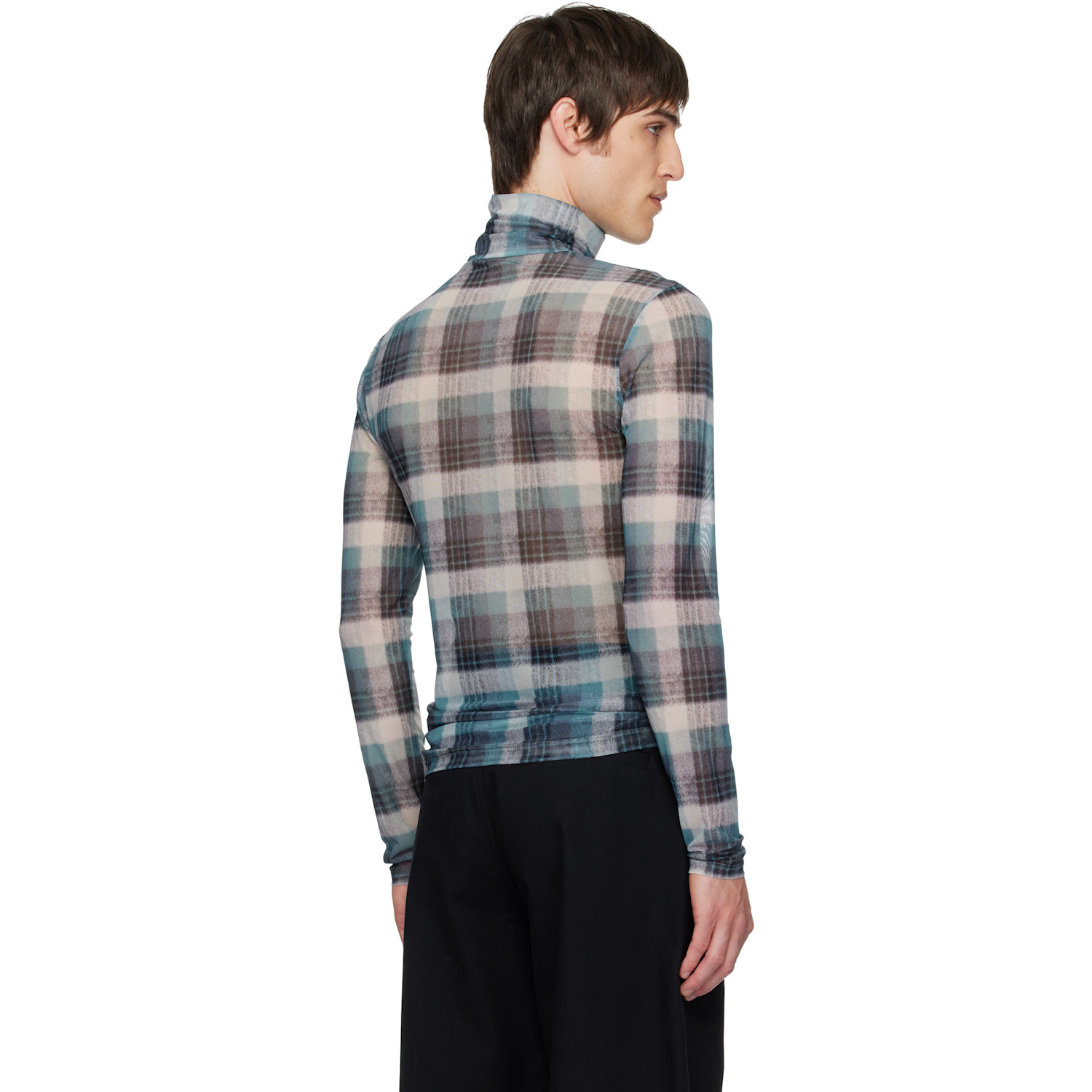  Dries Van Noten Blue Mesh Turtleneck 