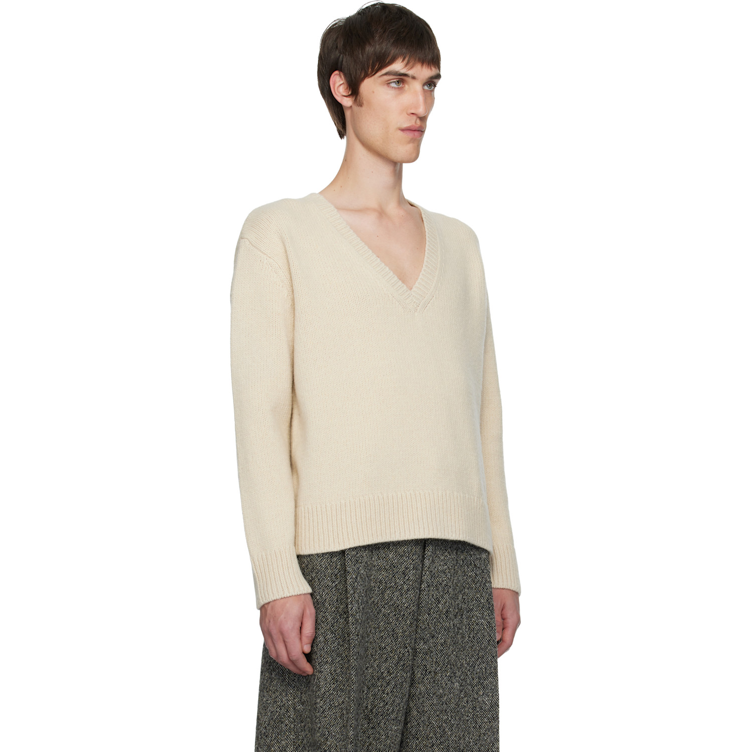  Dries Van Noten Off-white V-neck Sweater 