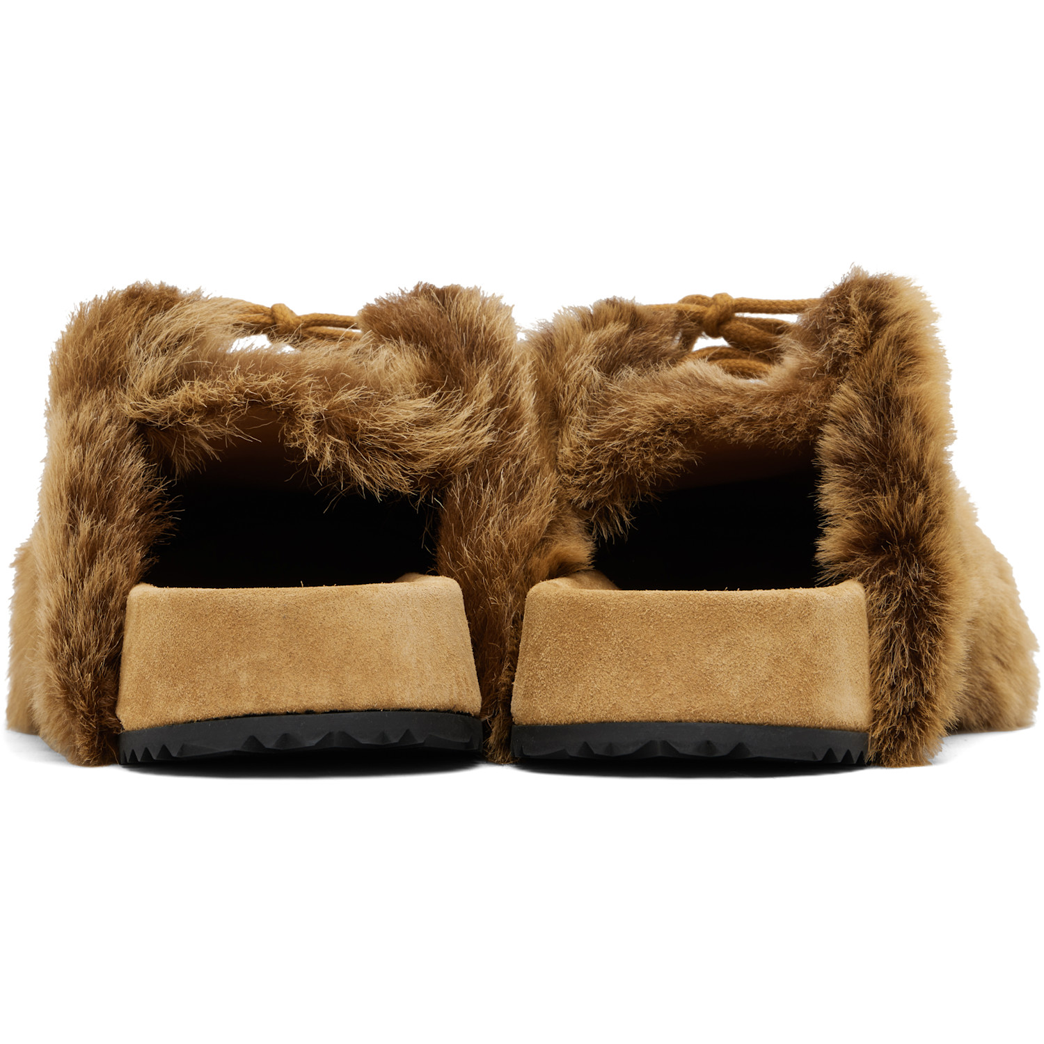  Dries Van Noten Tan Shearling Clogs 