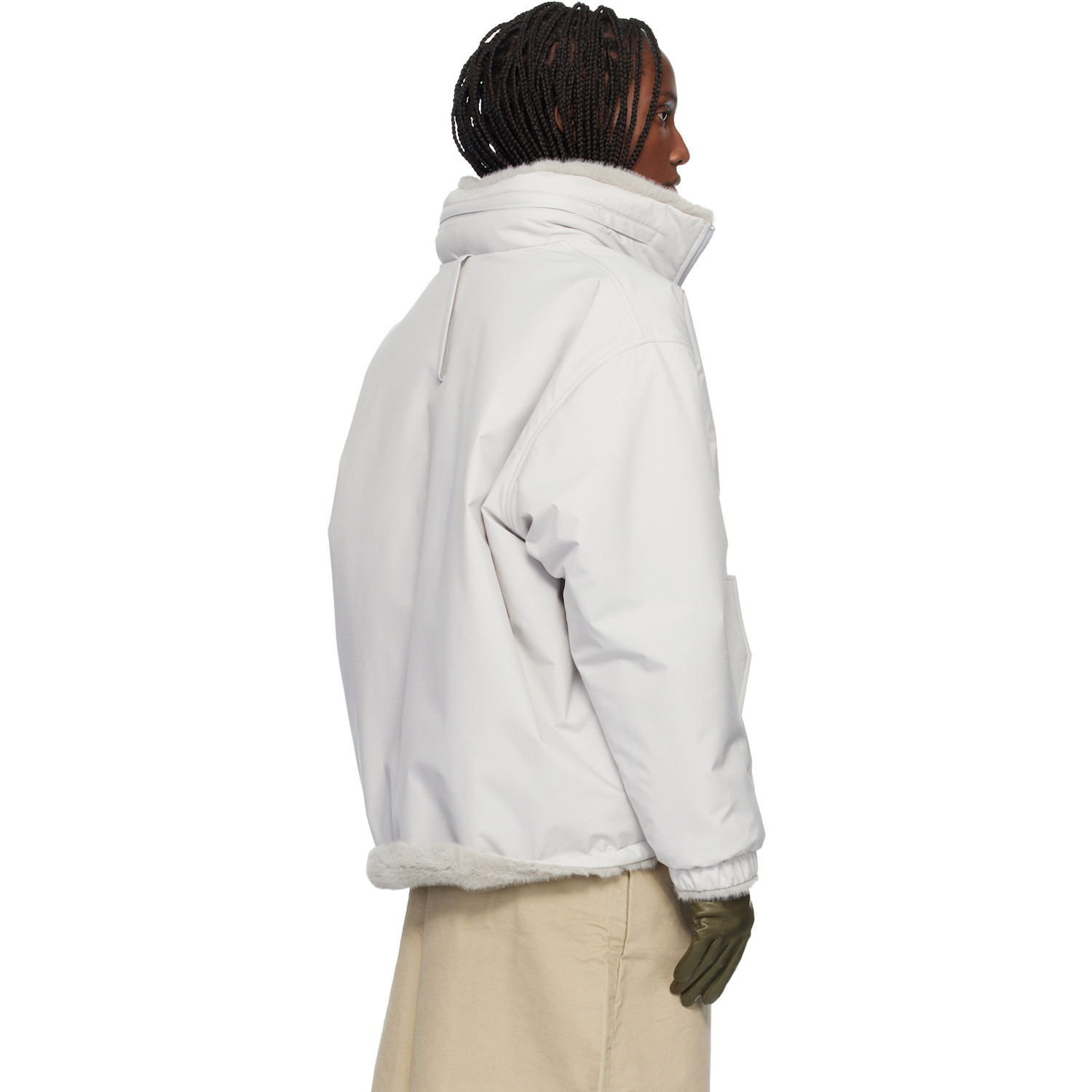  Cplus Series Gray Two-way Faux Fur Reversible Jacket 