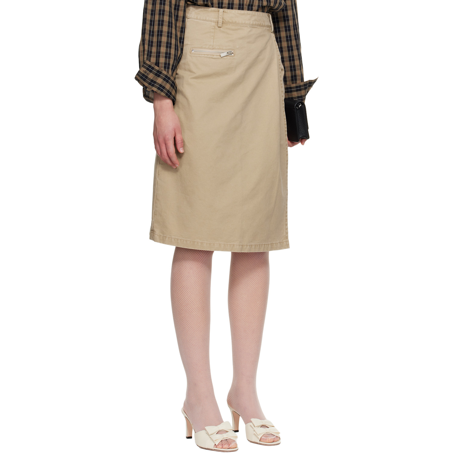  Cplus Series Khaki Two-piece Asymmetrical Cargo Midi Skirt 