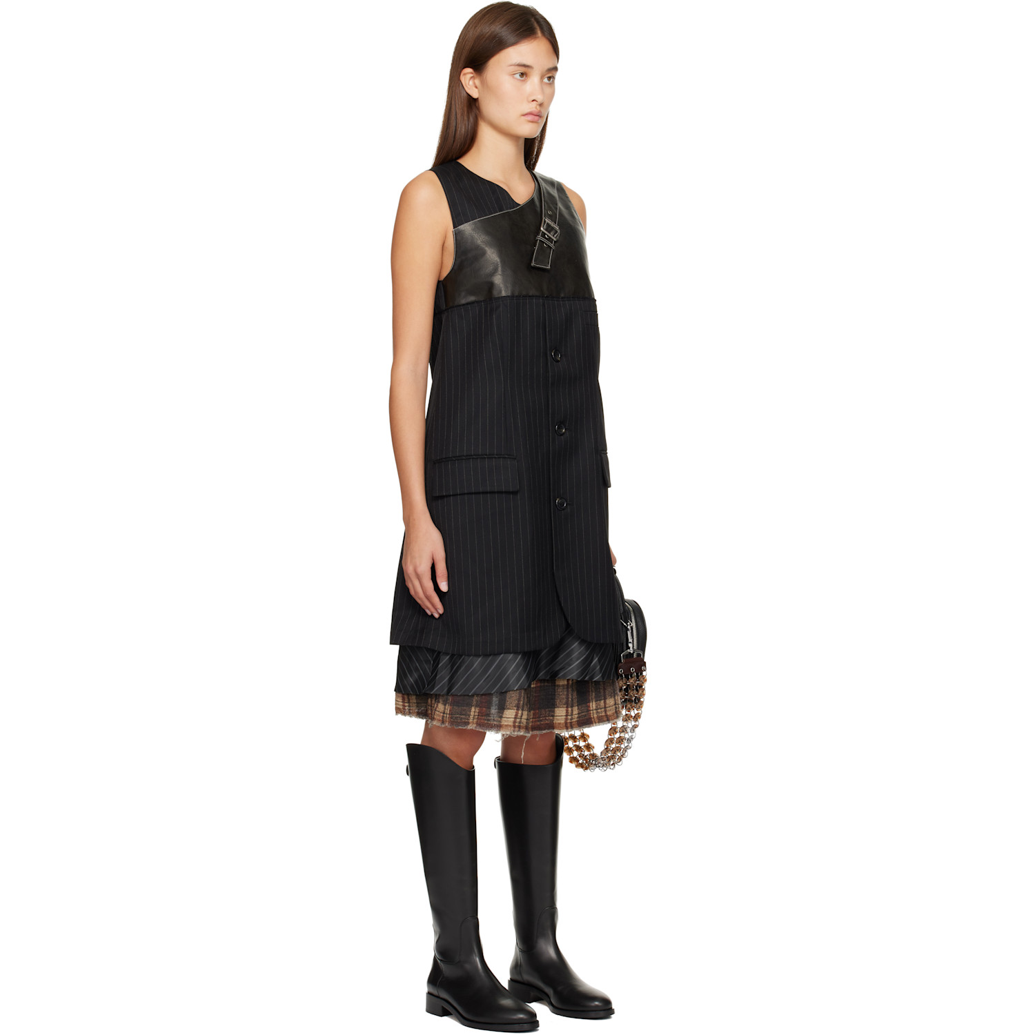 Andersson Bell Black Blazer Cut Sleeveless Midi Dress 