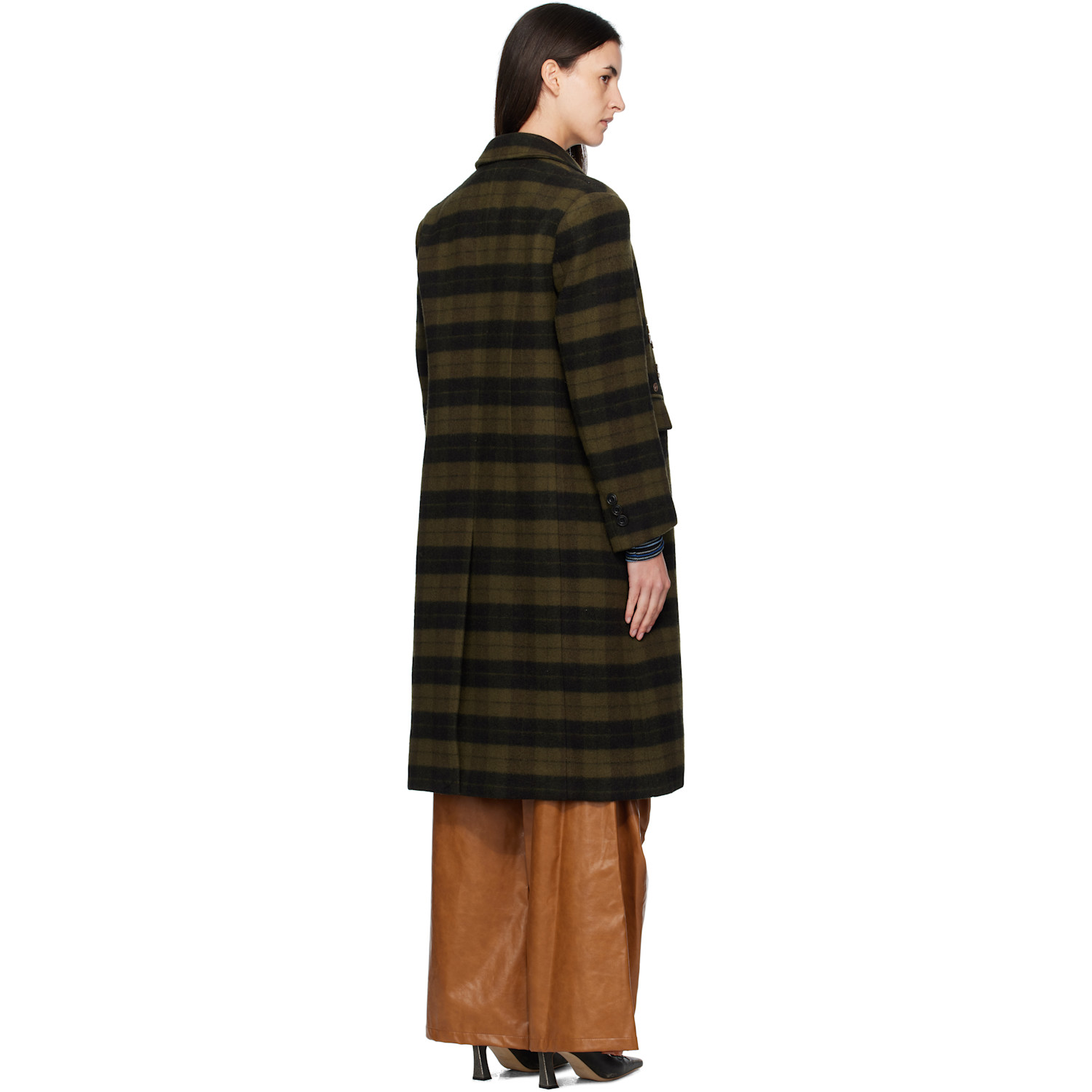  Andersson Bell Khaki Lacie Check Buttons Coat 