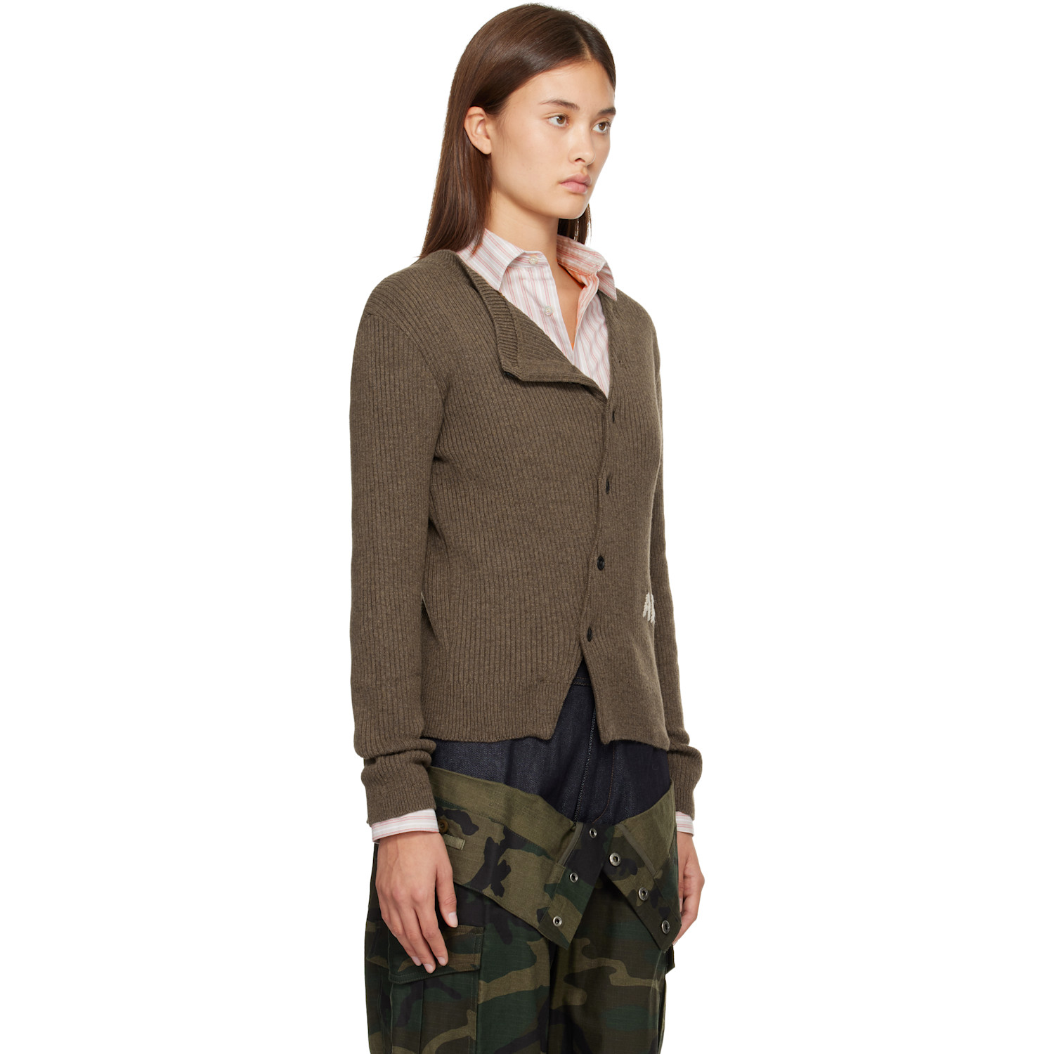  Andersson Bell Brown Hand Stitched Basic Cardigan 