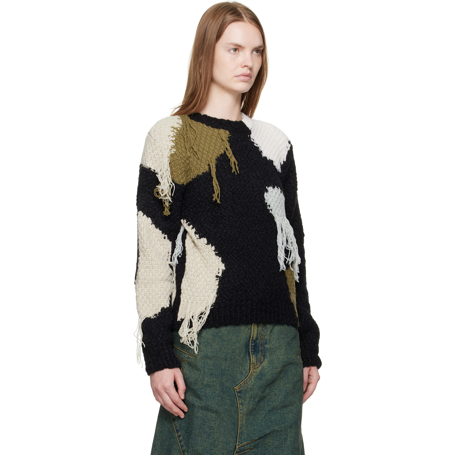  Andersson Bell Black Sylvia Abstract Patchwork Sweater 