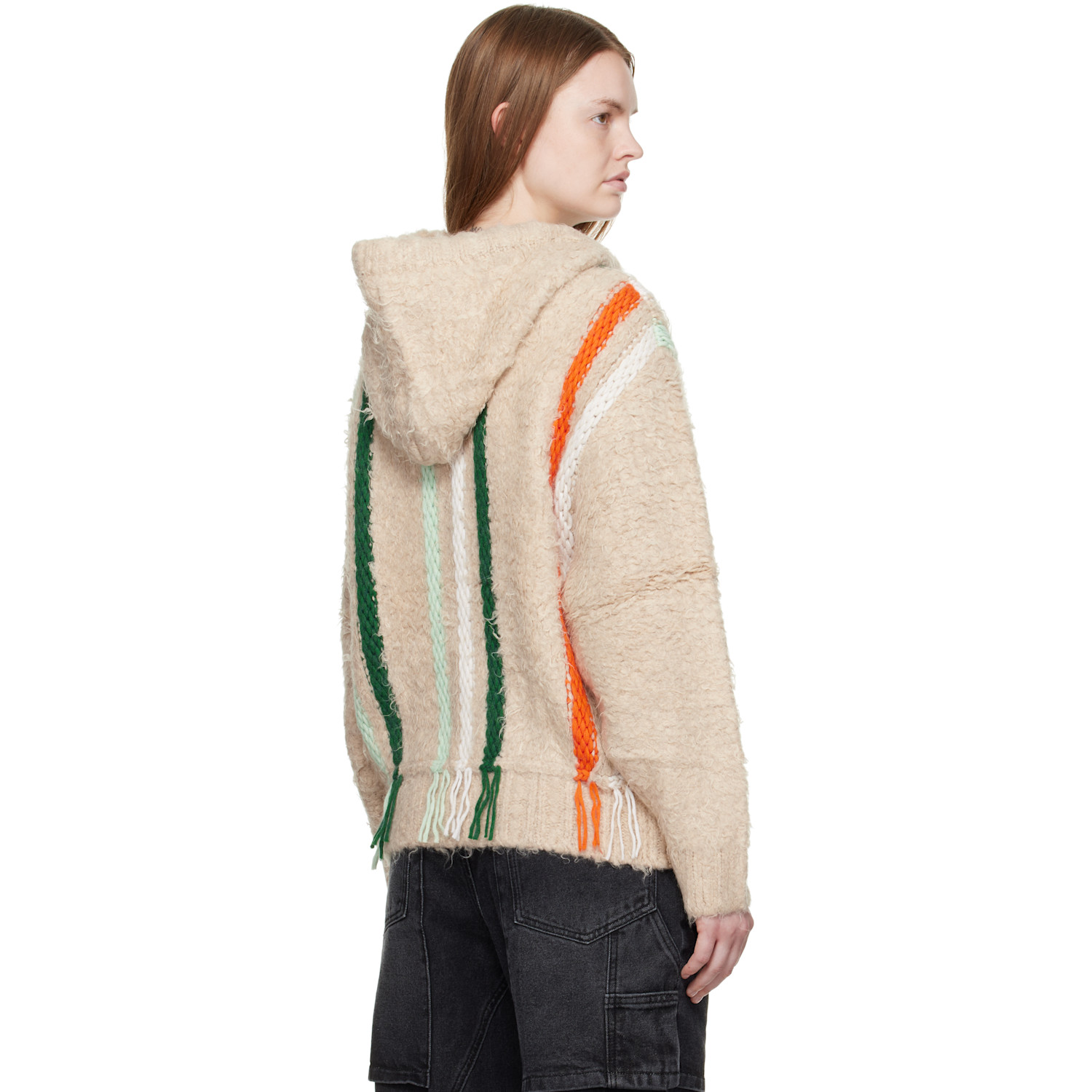  Andersson Bell Off-white Reverse Stripe Knit Hoodie 