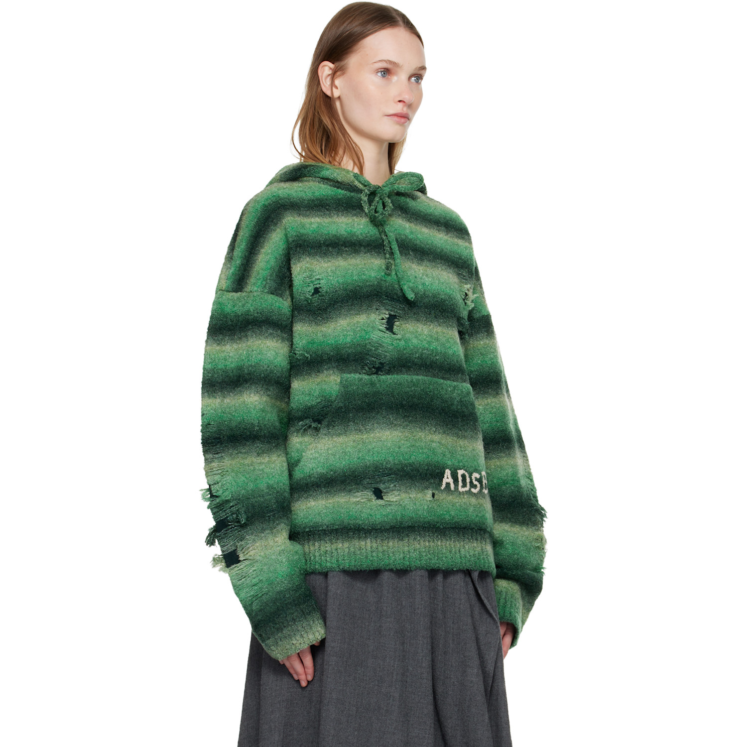  Andersson Bell Green Gradient Distressed Hoodie 