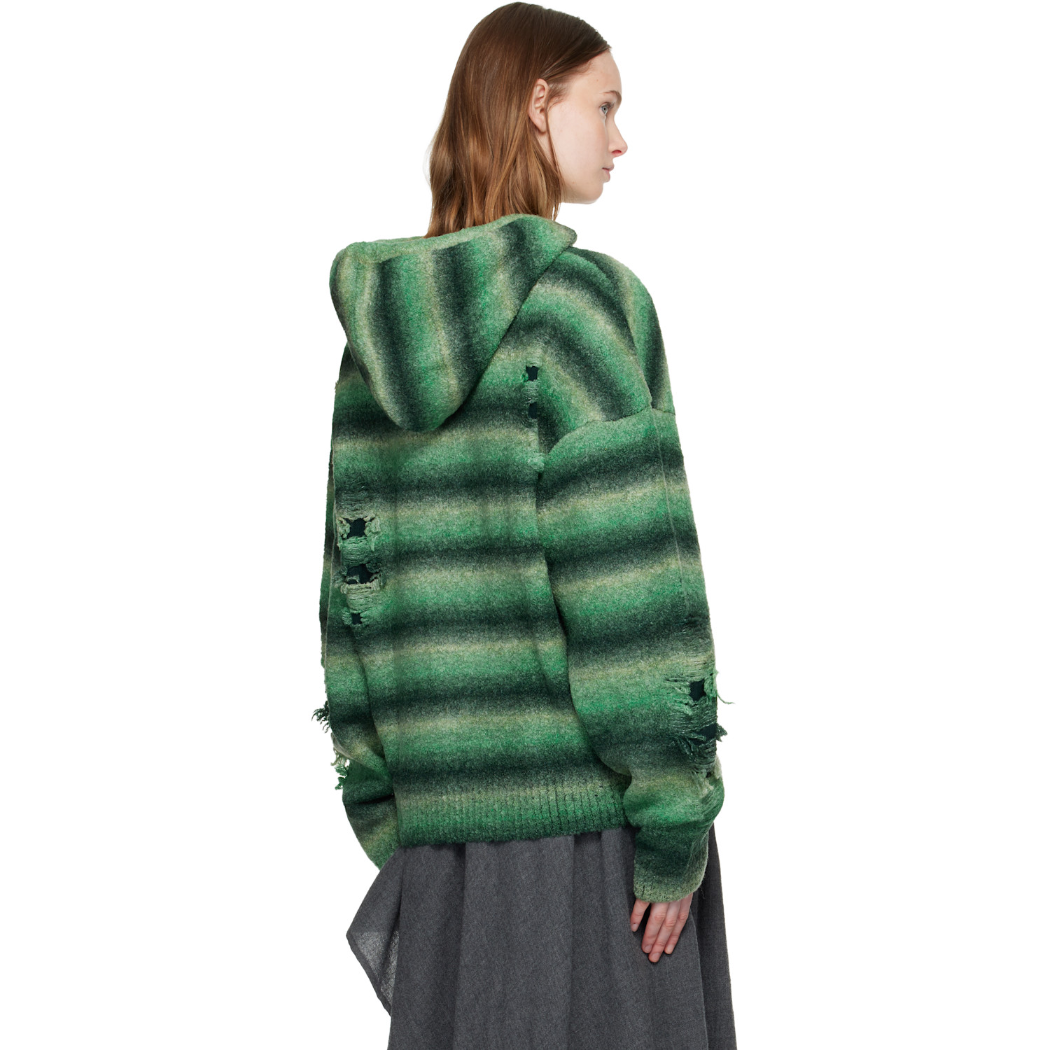  Andersson Bell Green Gradient Distressed Hoodie 