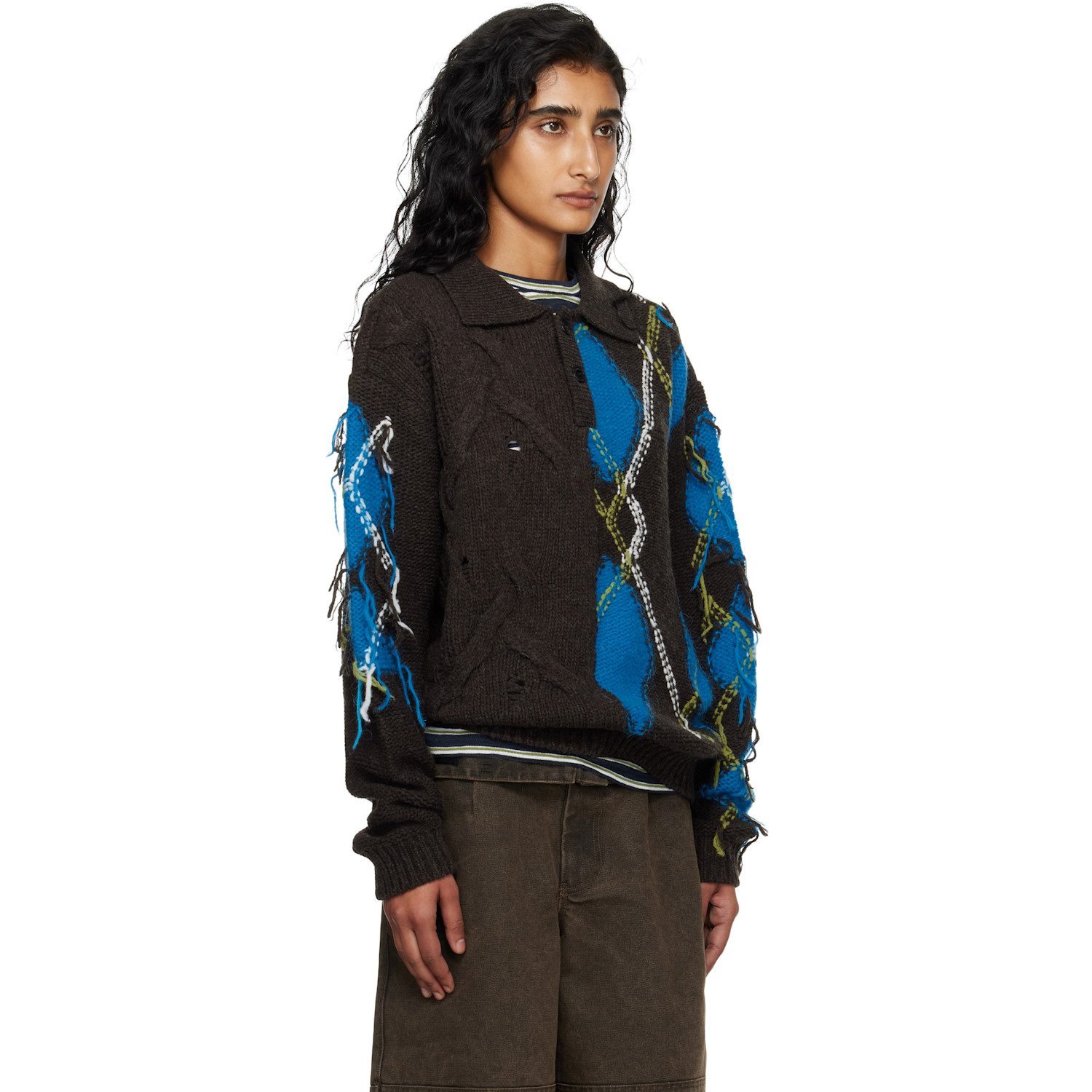 Andersson Bell Brown & Blue Argyle Fisherman Polo 