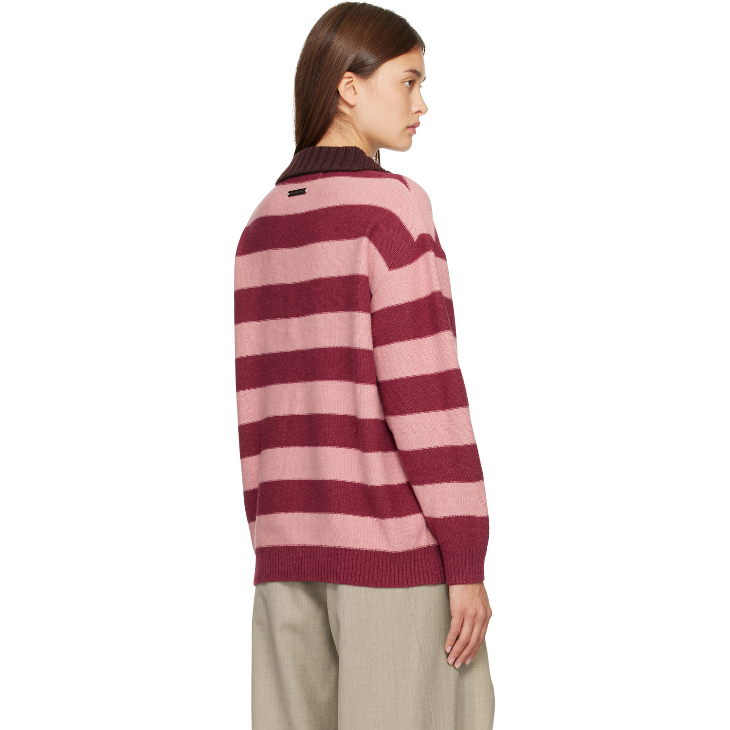  Andersson Bell Pink Loose-fit Stripe Collar Polo 
