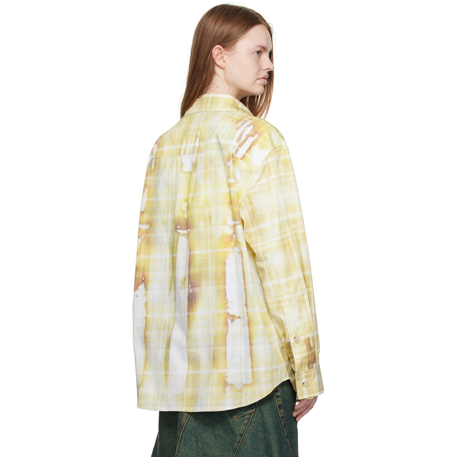  Andersson Bell Yellow Trompe L'oeil Printed Check Shirt 