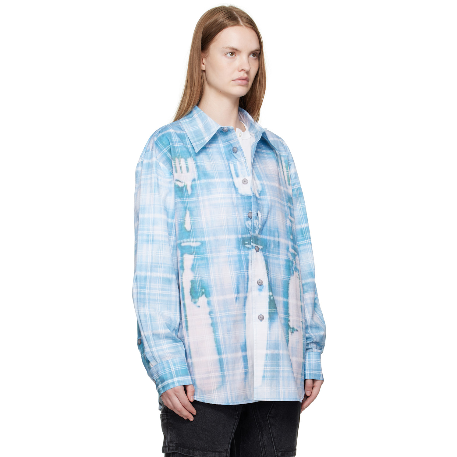 Andersson Bell Blue Trompe L'oeil Printed Check Shirt 