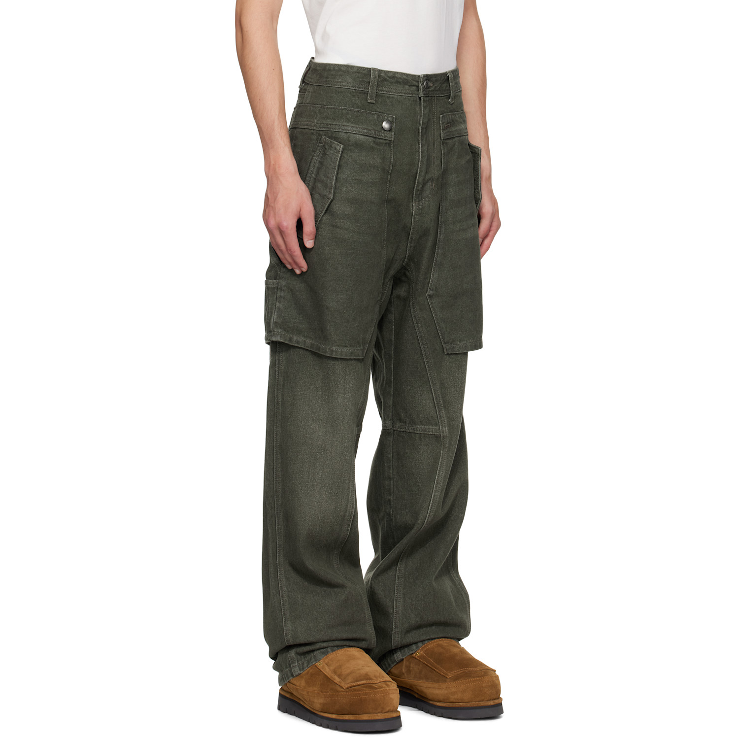  Andersson Bell Khaki Raptor Layered Wide-leg Jeans 