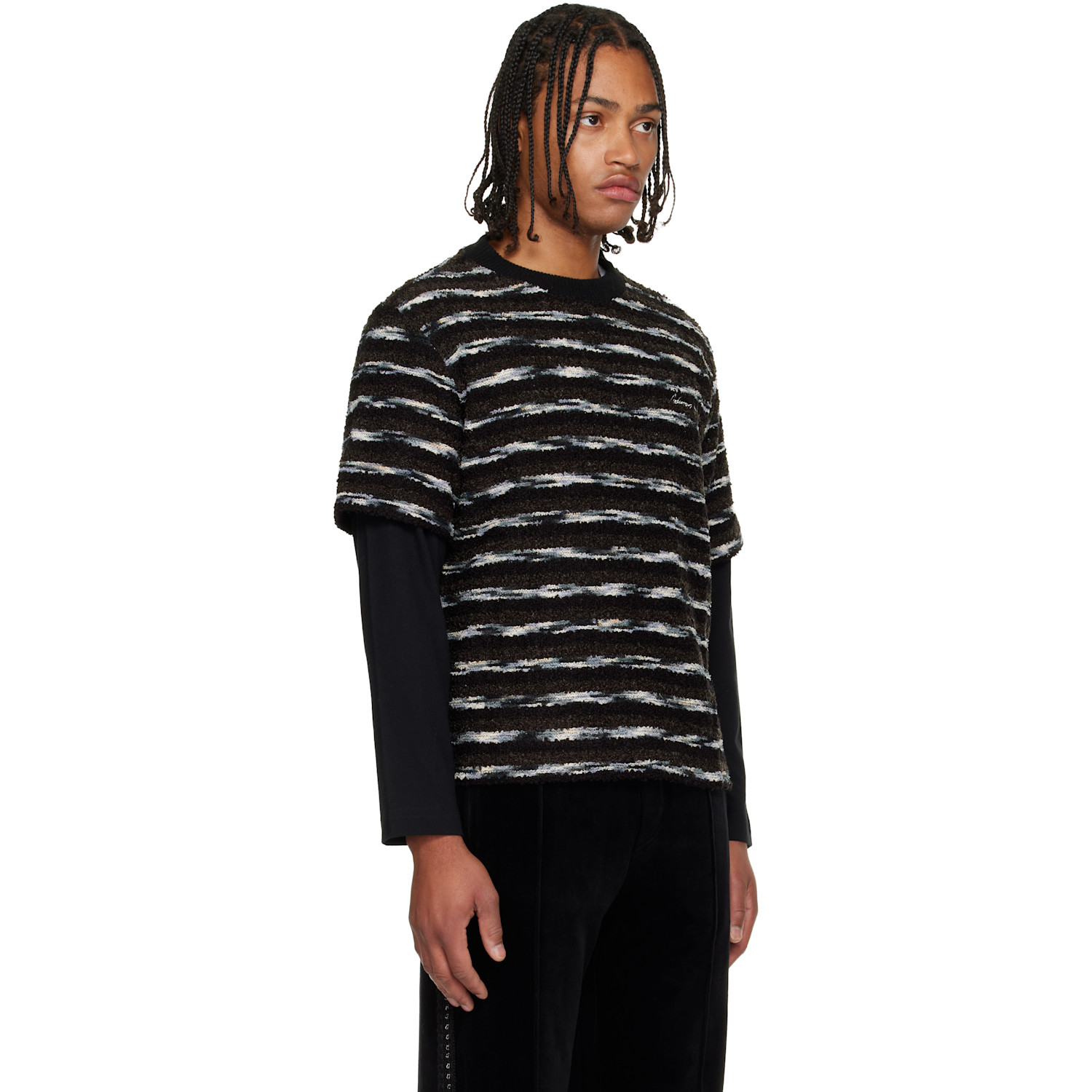  Andersson Bell Black & Brown Stripe Layered Sweater 