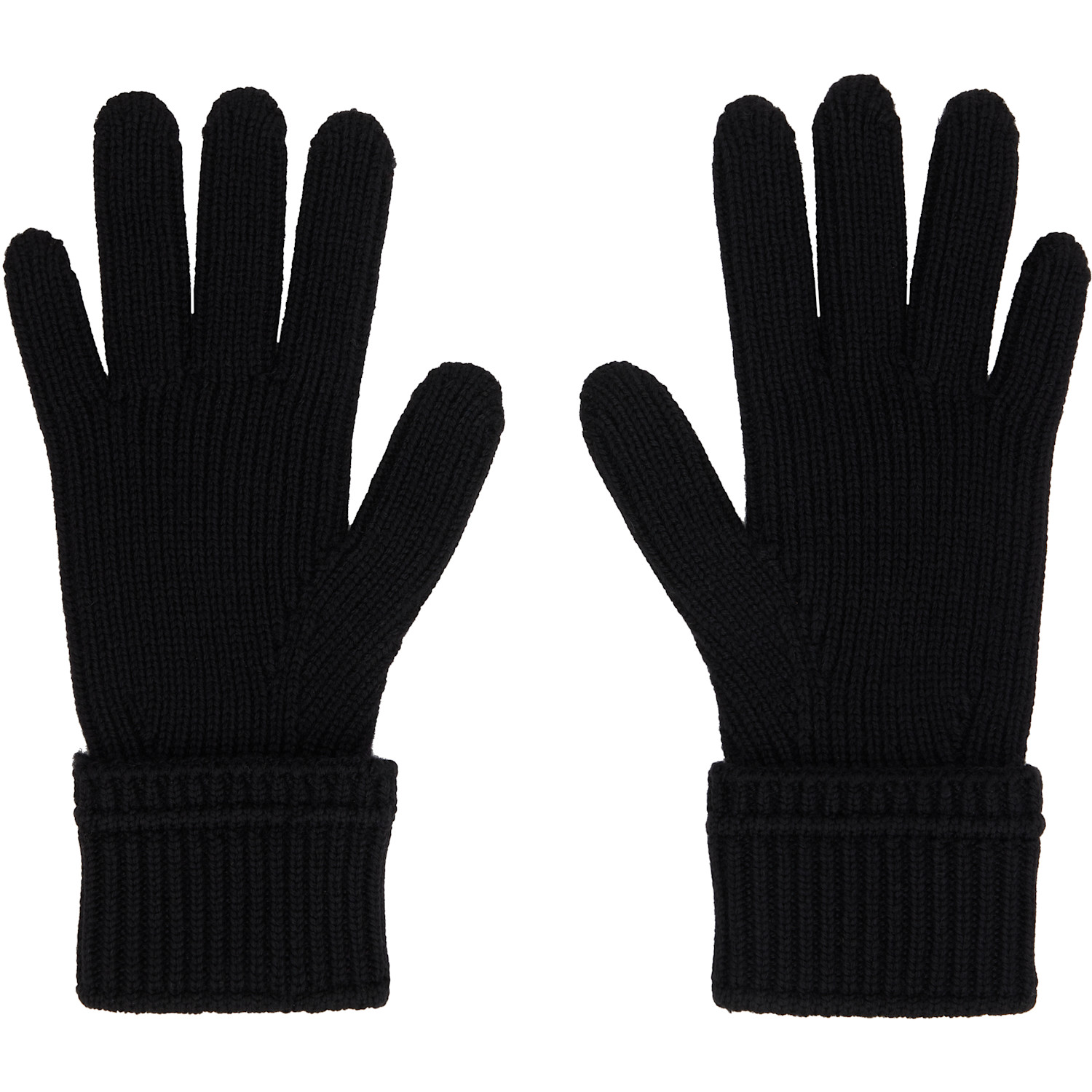  Burberry Black Logo Patch Wool Gloves 