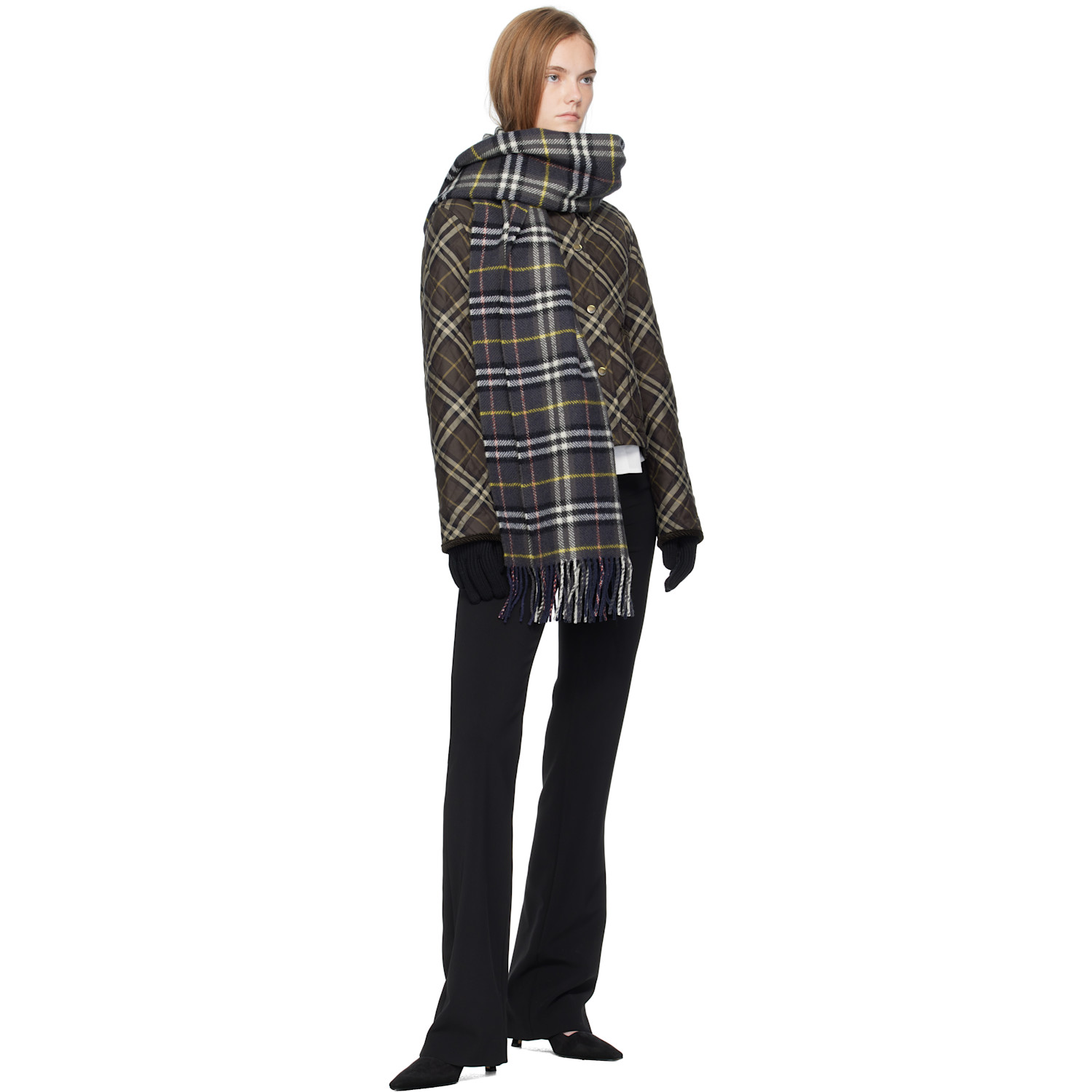  Burberry Black Logo Patch Wool Gloves 