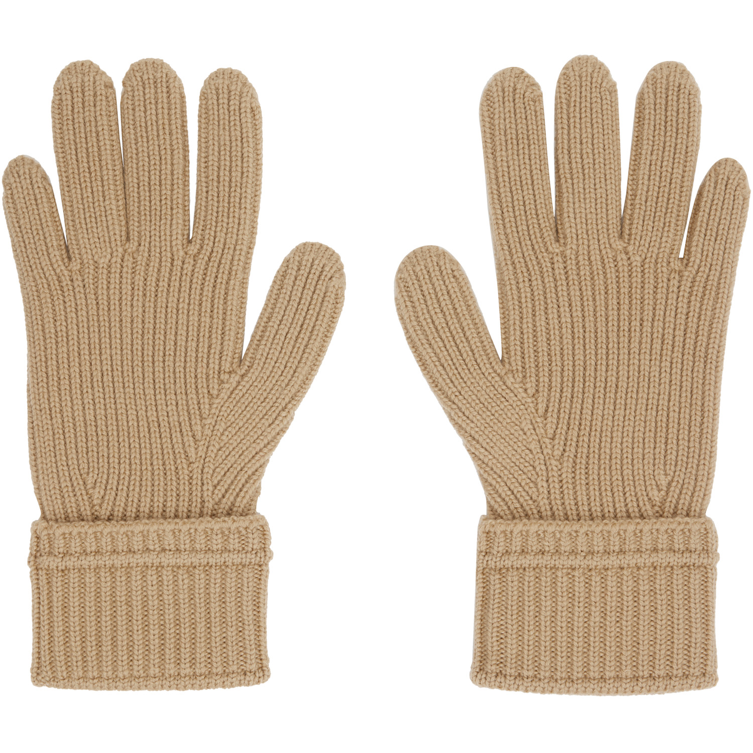  Burberry Beige Logo Patch Wool Gloves 