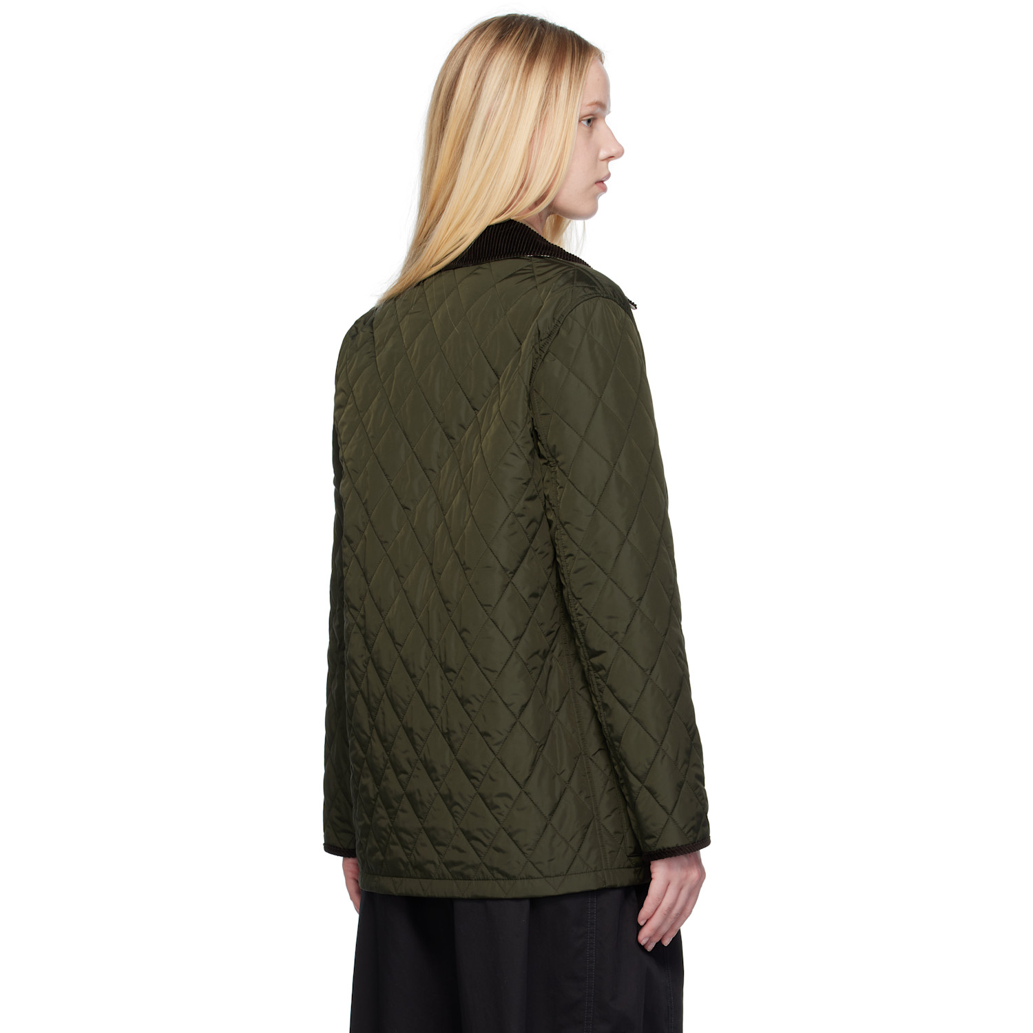  Burberry Green Broadway Quilted Nylon Jacket 