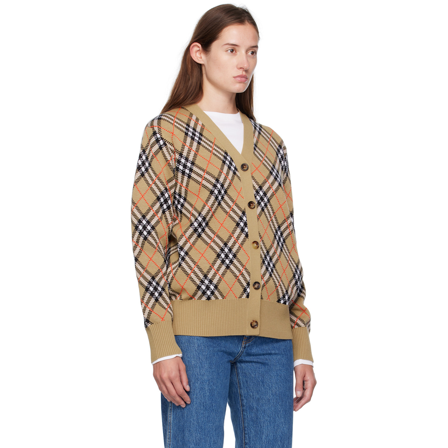  Burberry Beige Check Cardigan 