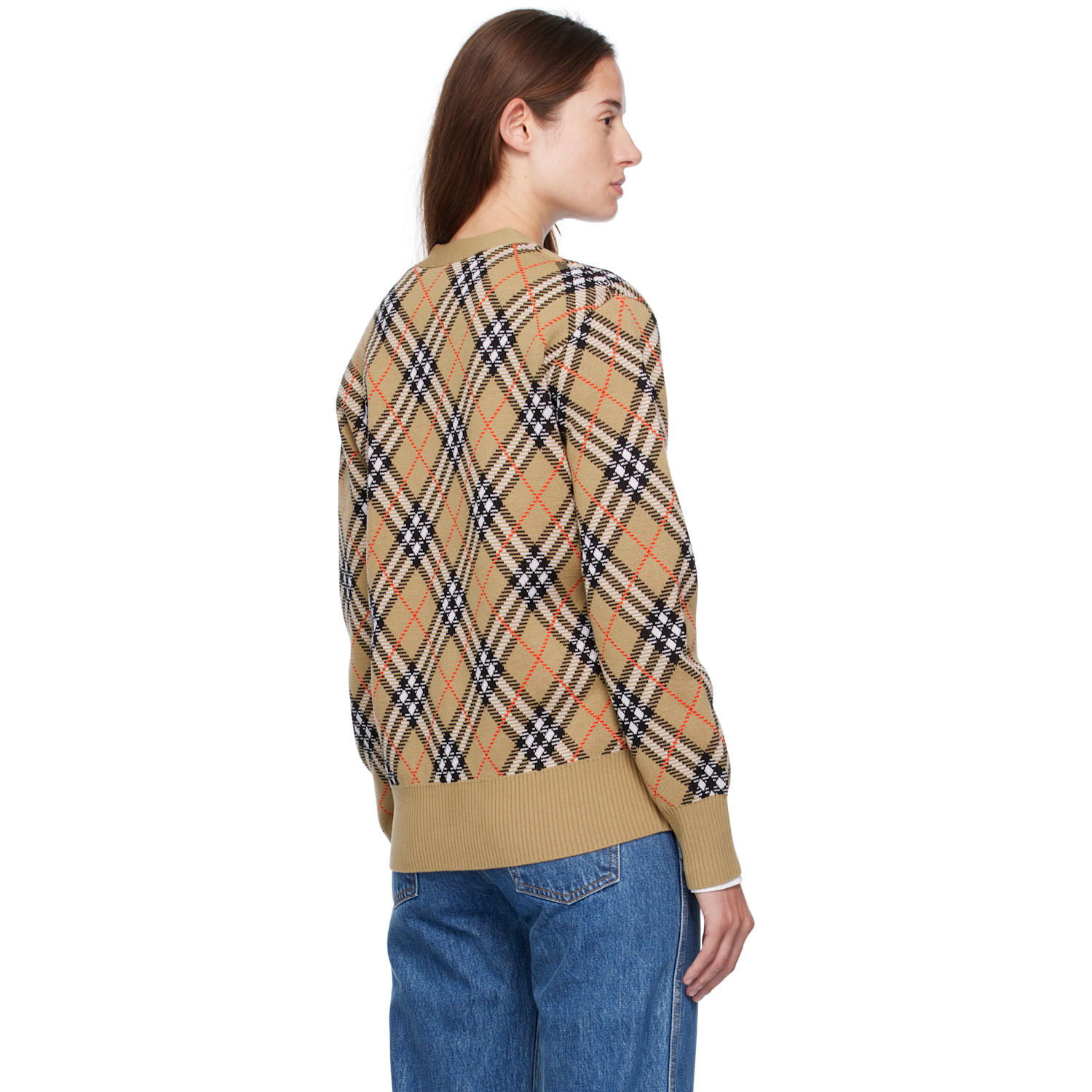  Burberry Beige Check Cardigan 