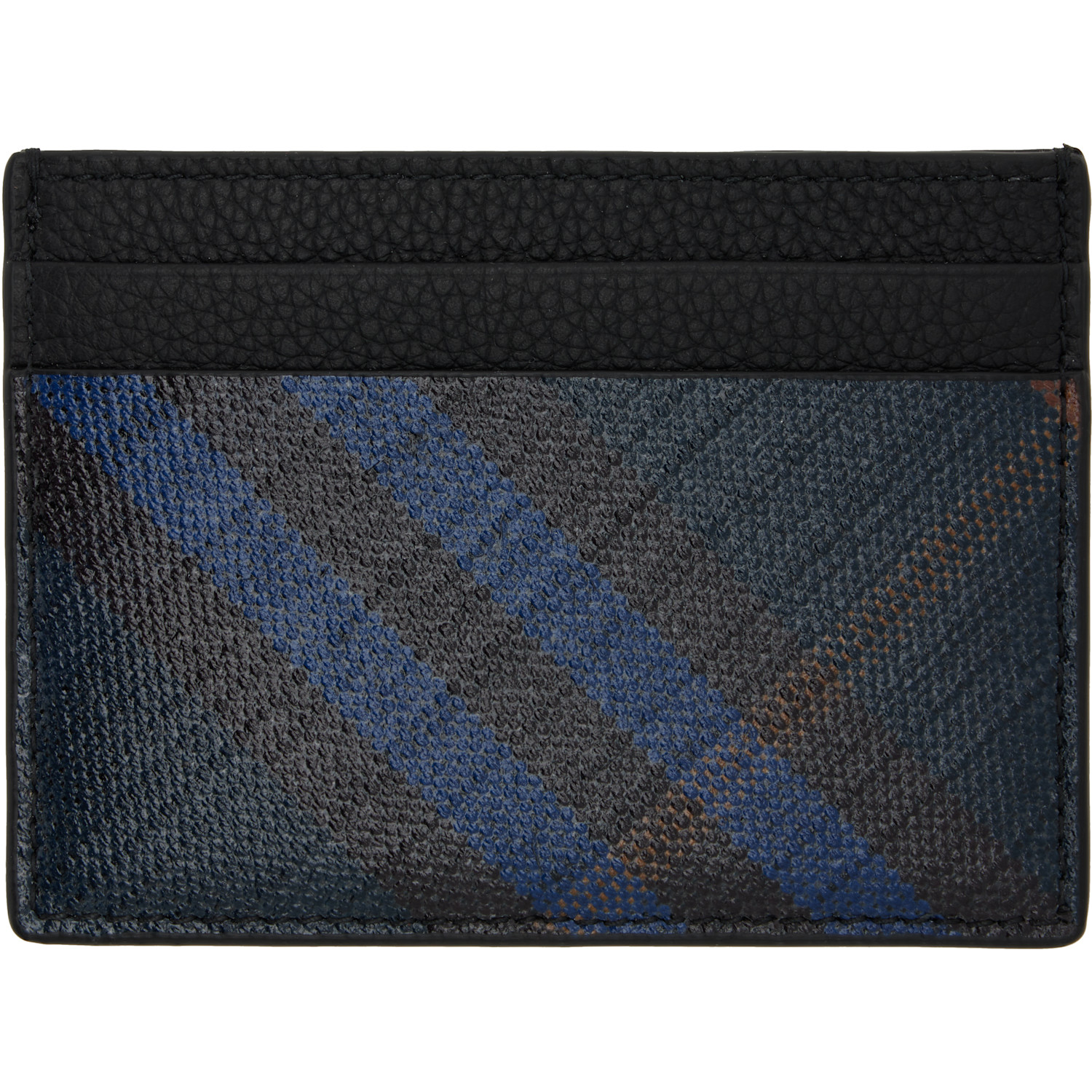  Burberry Navy Tall Check Card Holder 
