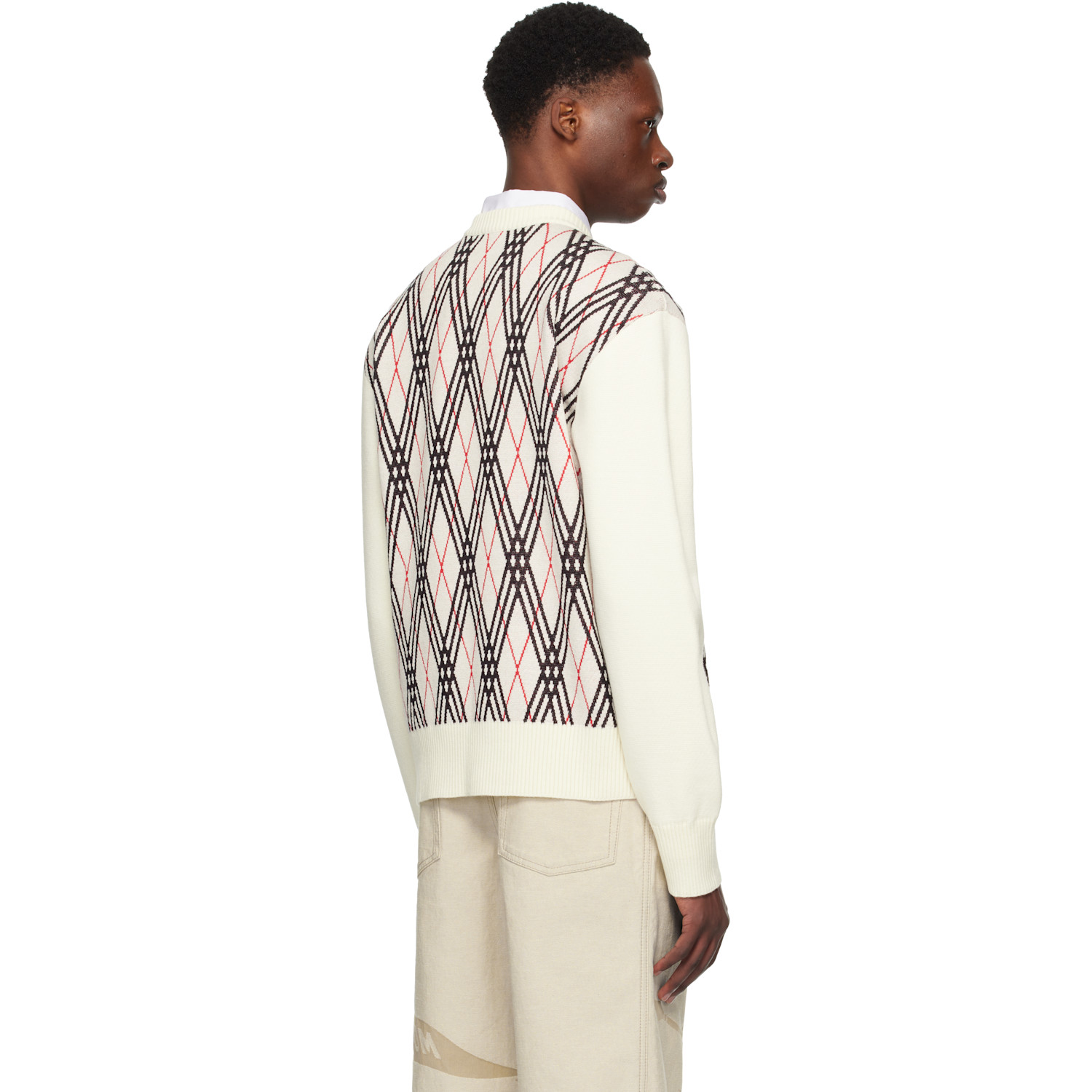  Burberry Off-white Argyle Check Wool Blend Sweater 