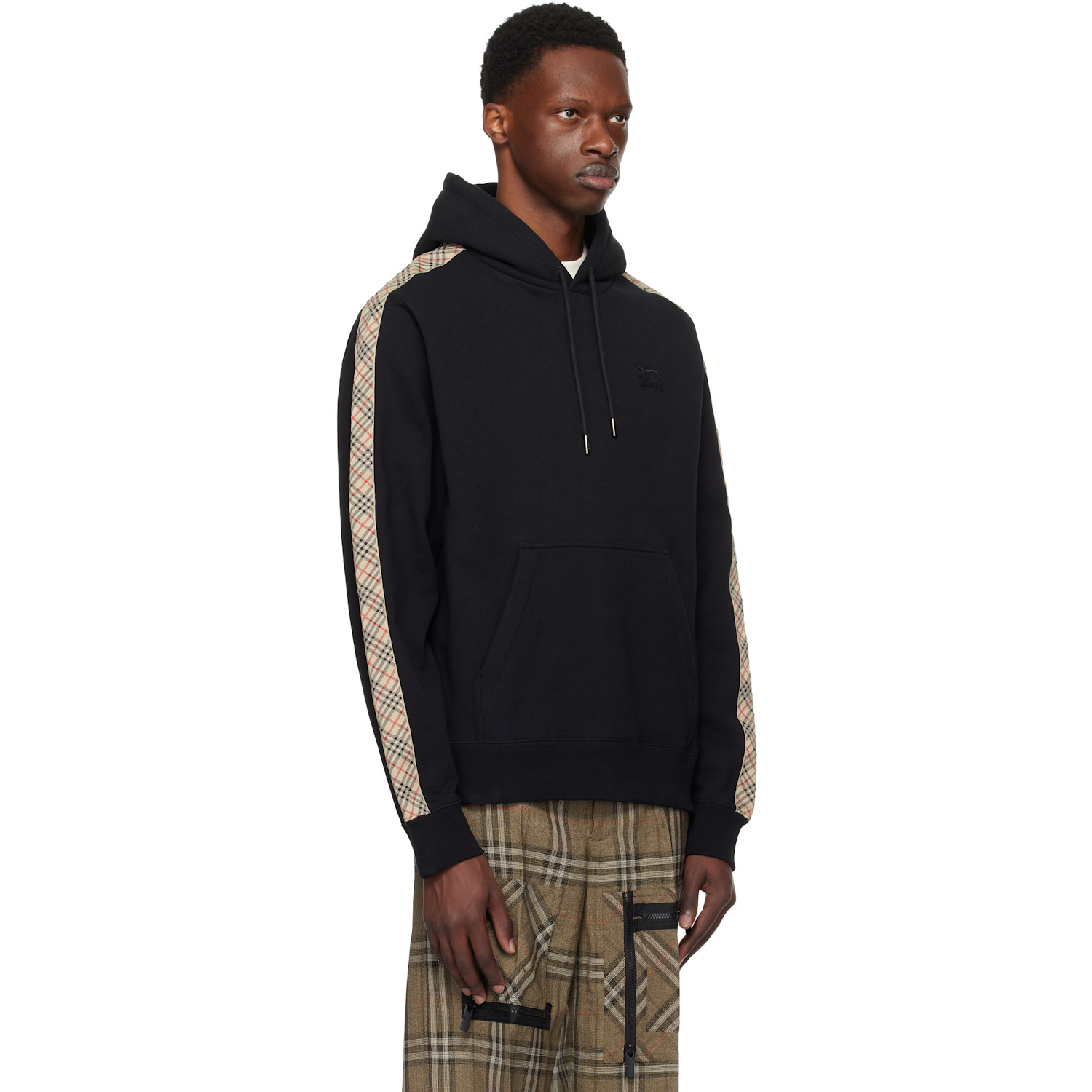  Burberry Black Check Tape Hoodie 