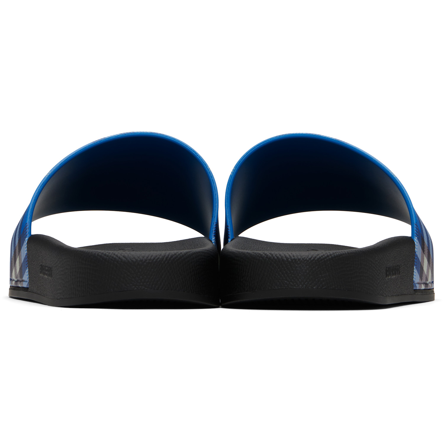  Burberry Blue & Black Check Pool Slides 