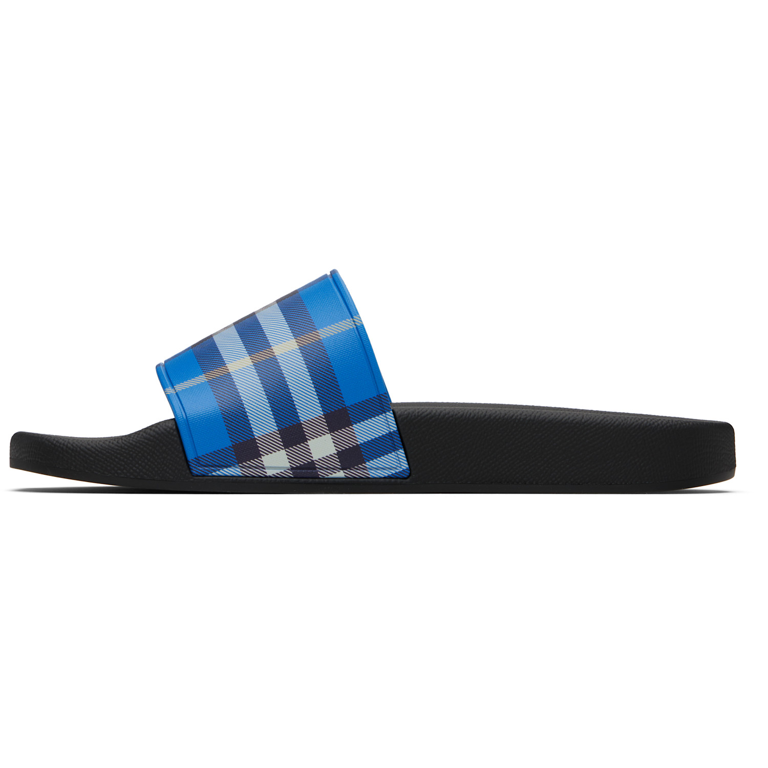  Burberry Blue & Black Check Pool Slides 