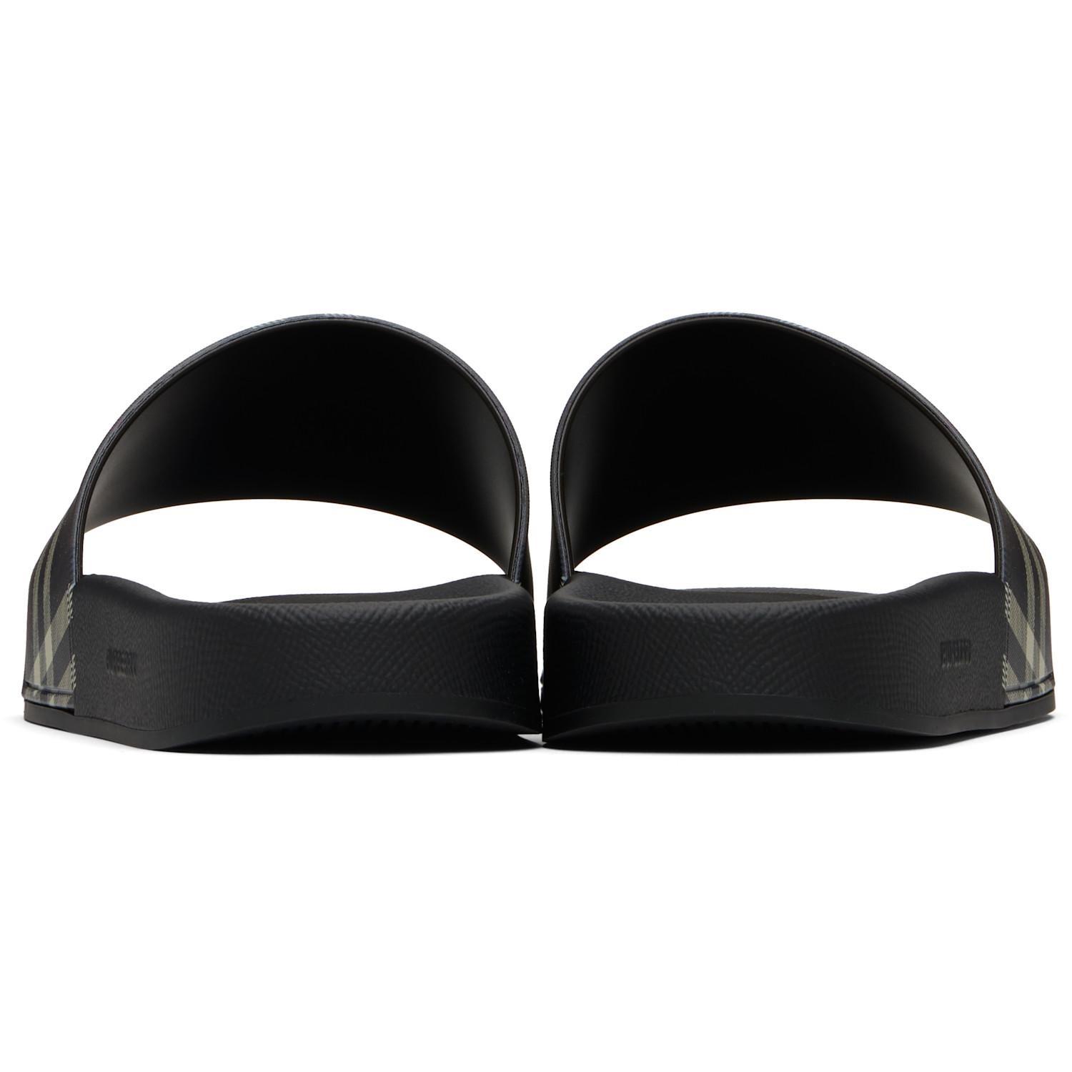  Burberry Brown & Black Check Pool Slides 