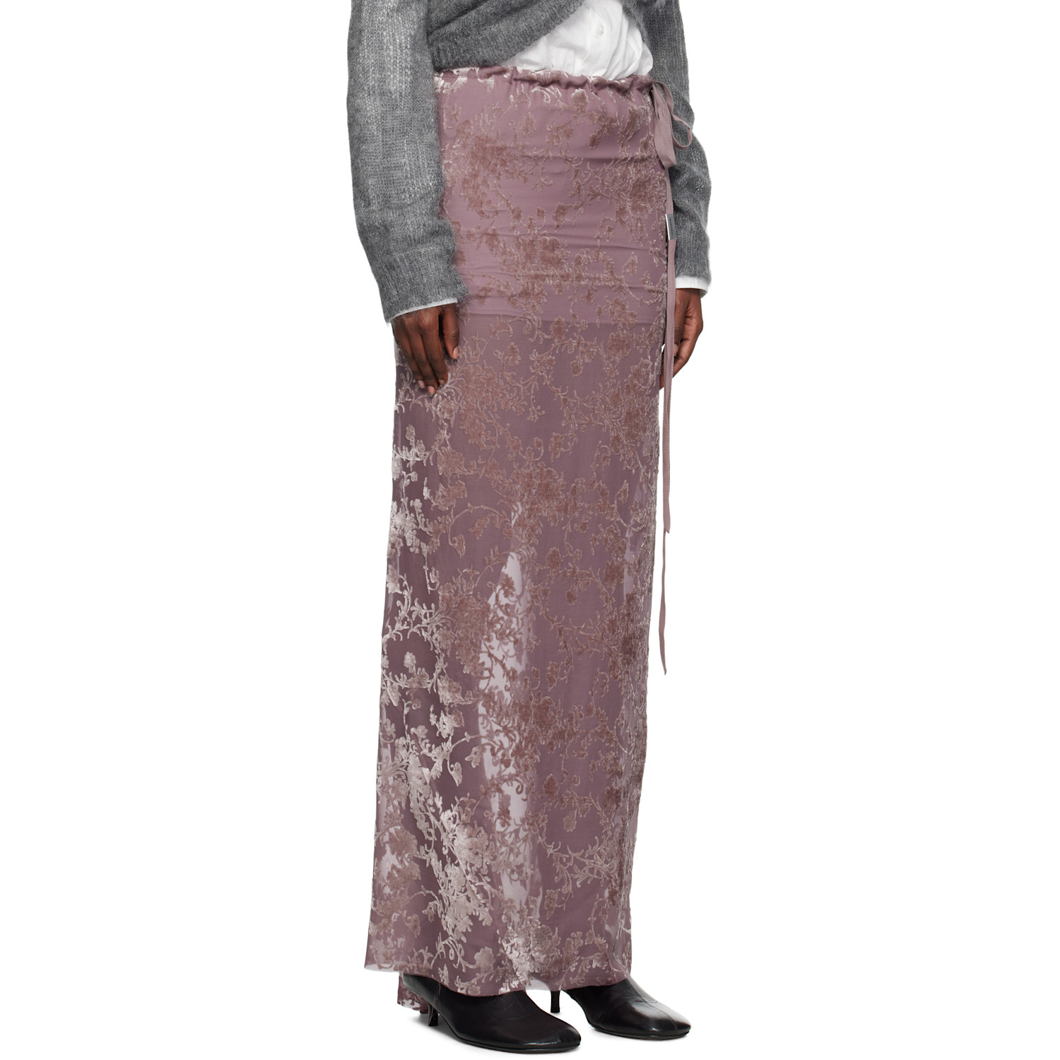  Ann Demeulemeester Pink Eveline Bias Maxi Skirt 