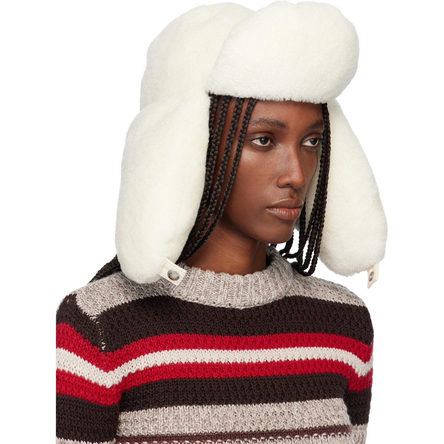  Marni Off-white Shearling Aviator Hat 