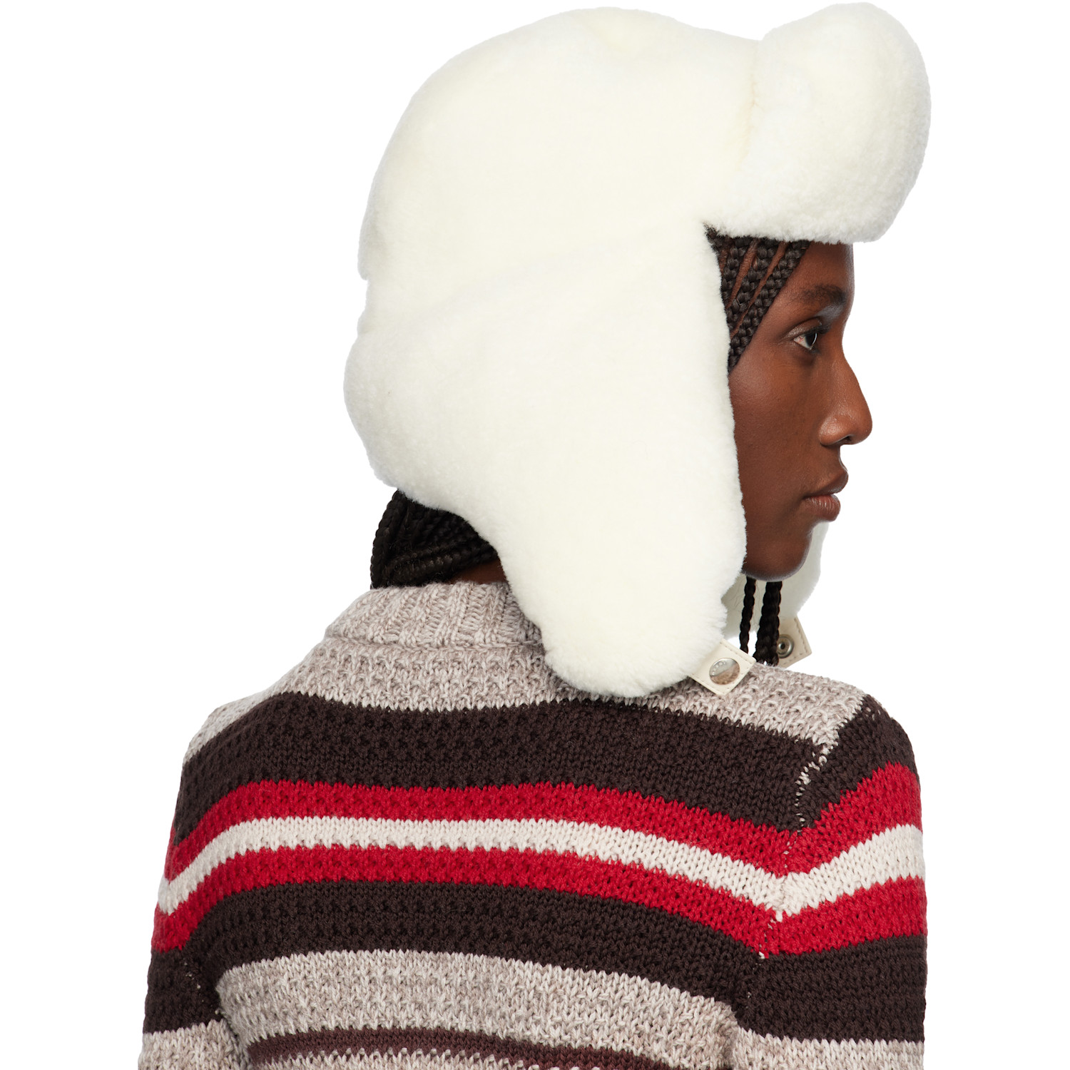  Marni Off-white Shearling Aviator Hat 
