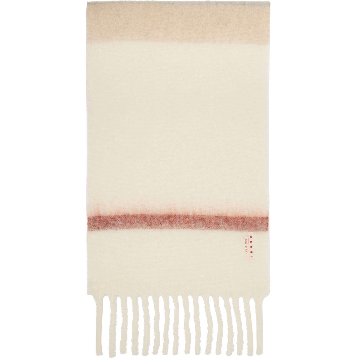  Marni Beige & Gray Striped Alpaca Scarf 