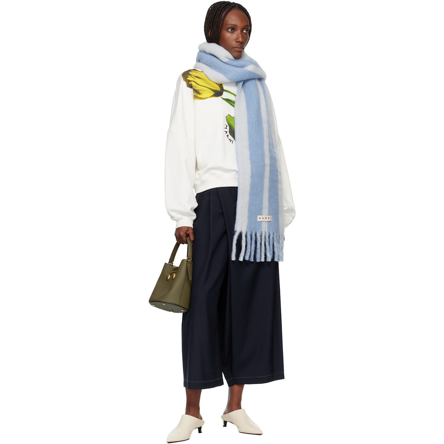  Marni Blue Striped Alpaca Scarf 