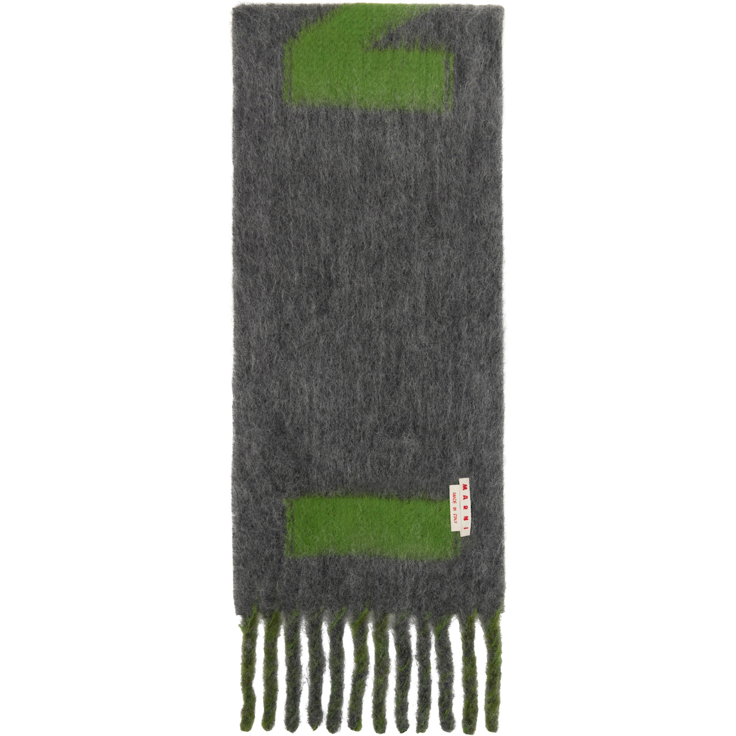  Marni Green & Gray Striped Alpaca Scarf 