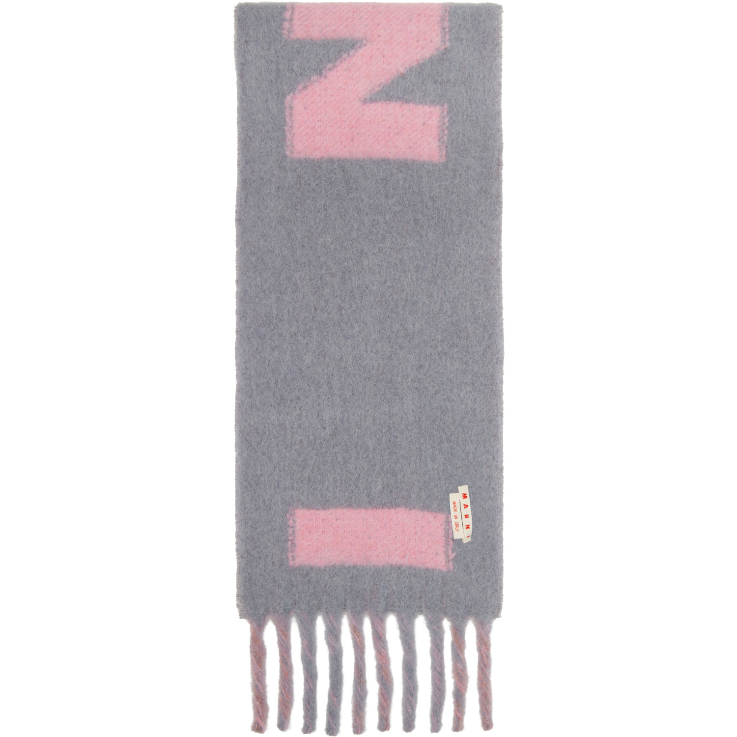  Marni Pink & Gray Striped Alpaca Scarf 