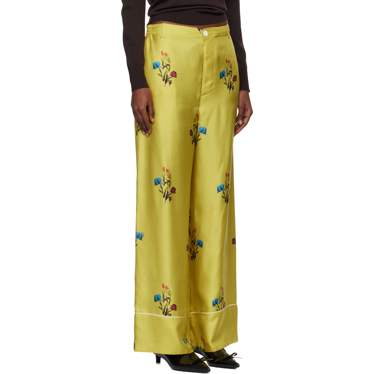  Marni Yellow Silk Twill Trousers 