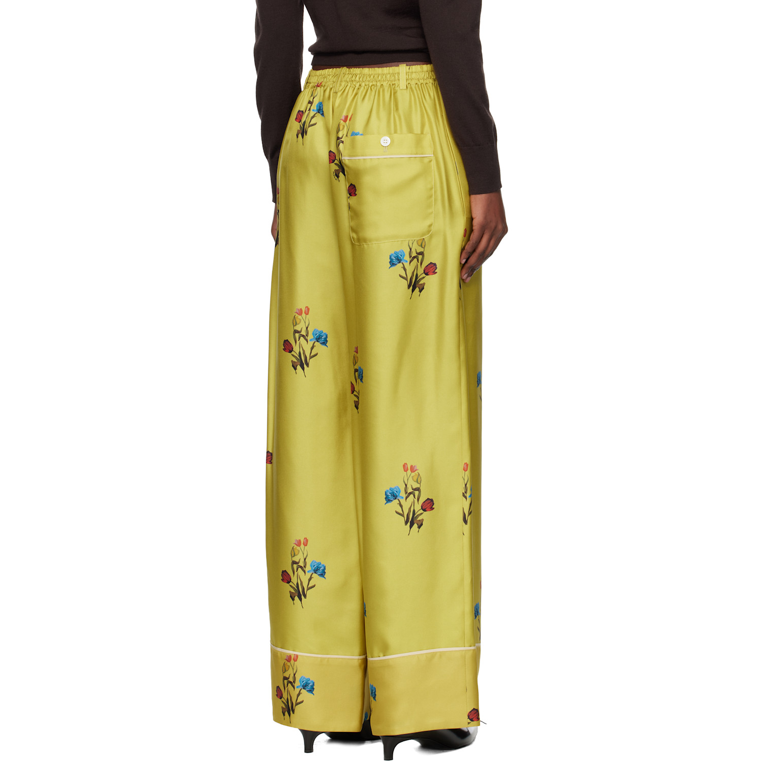  Marni Yellow Silk Twill Trousers 
